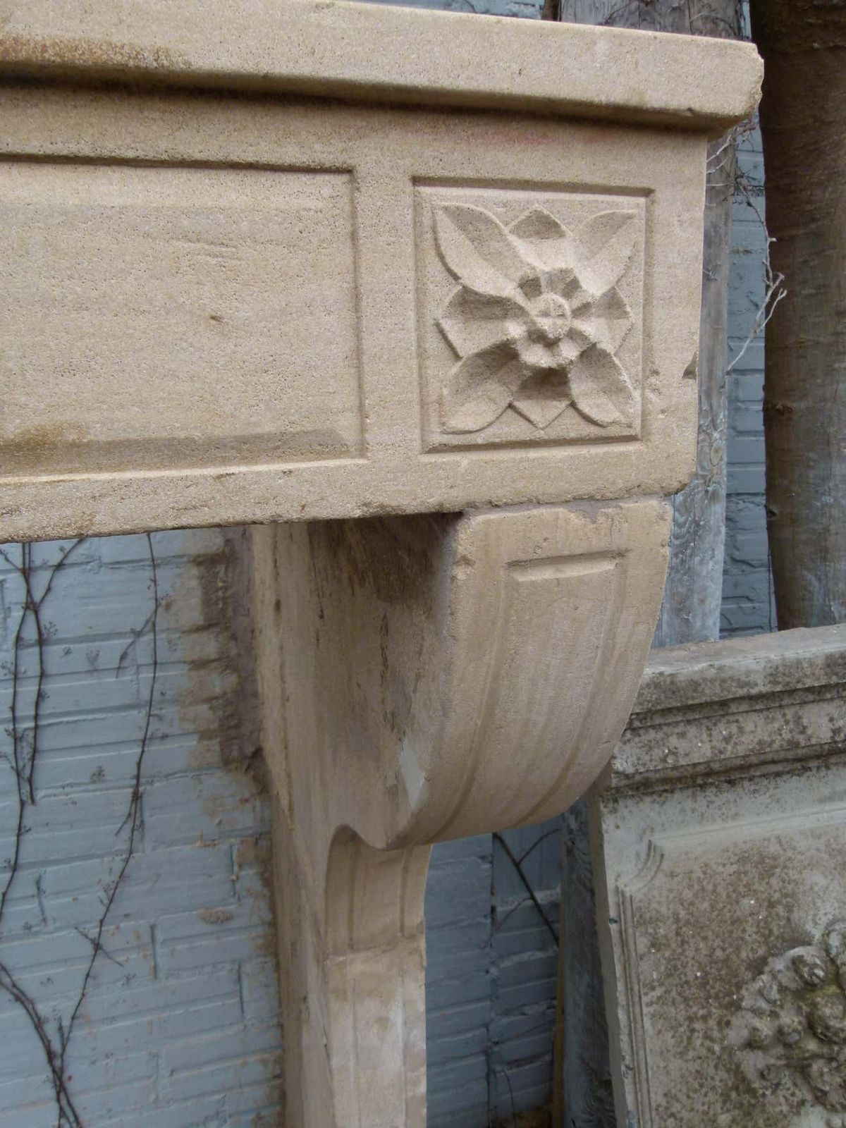 White French Limestone Fireplace Mantel photo Home Fixtures