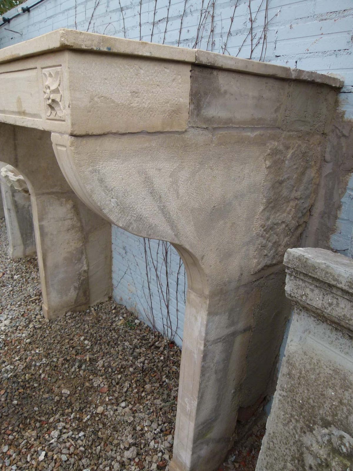 White French Limestone Fireplace Mantel photo 8635.0