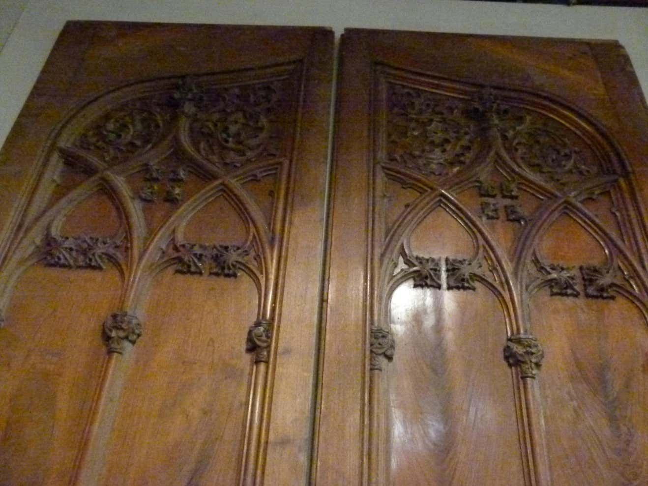 Gothic Revival Style Antique Wooden Double Leaf Door From Spain photo furniture