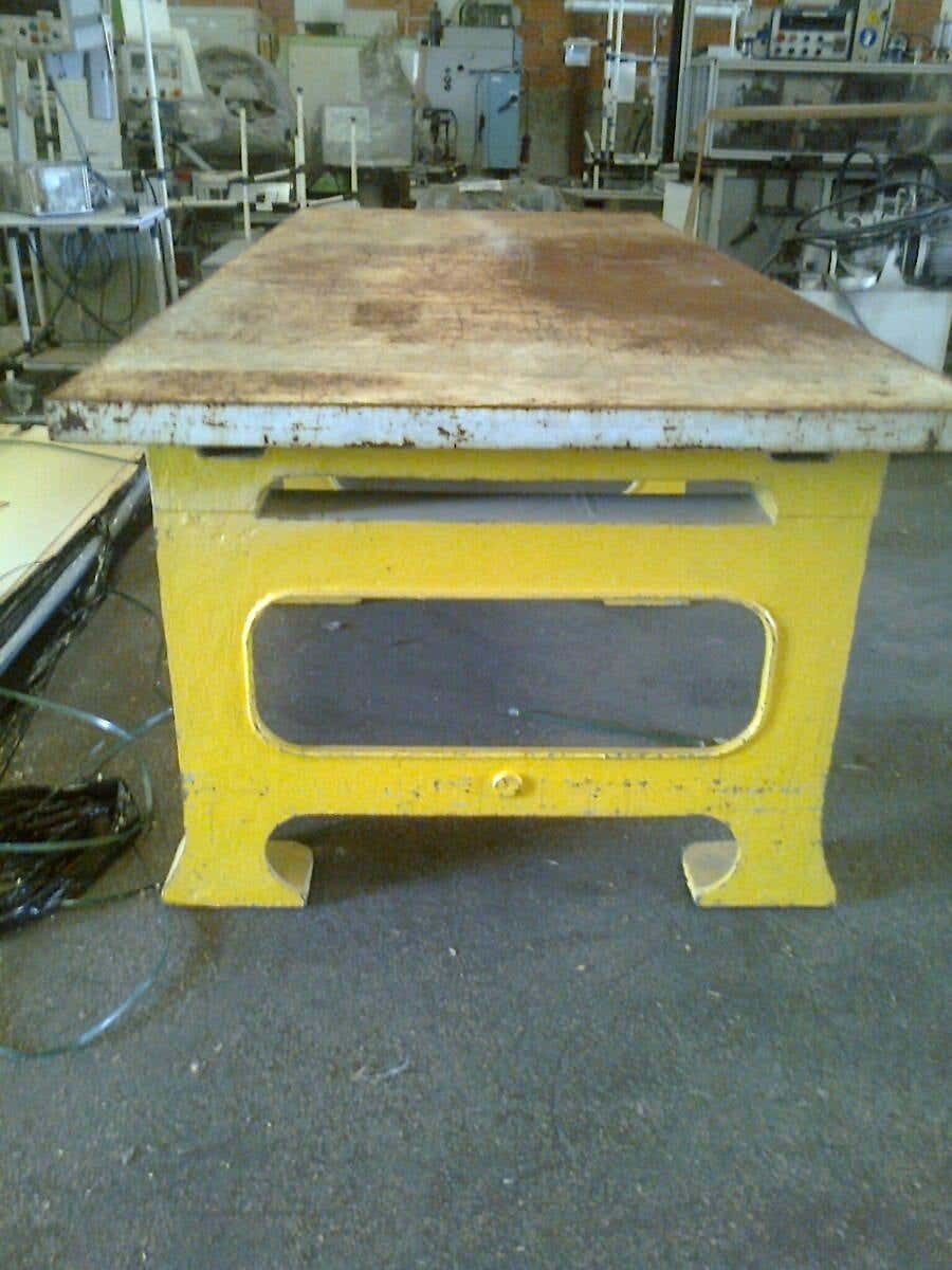 20th Century Industrial Huge Iron French Work Table photo Furniture