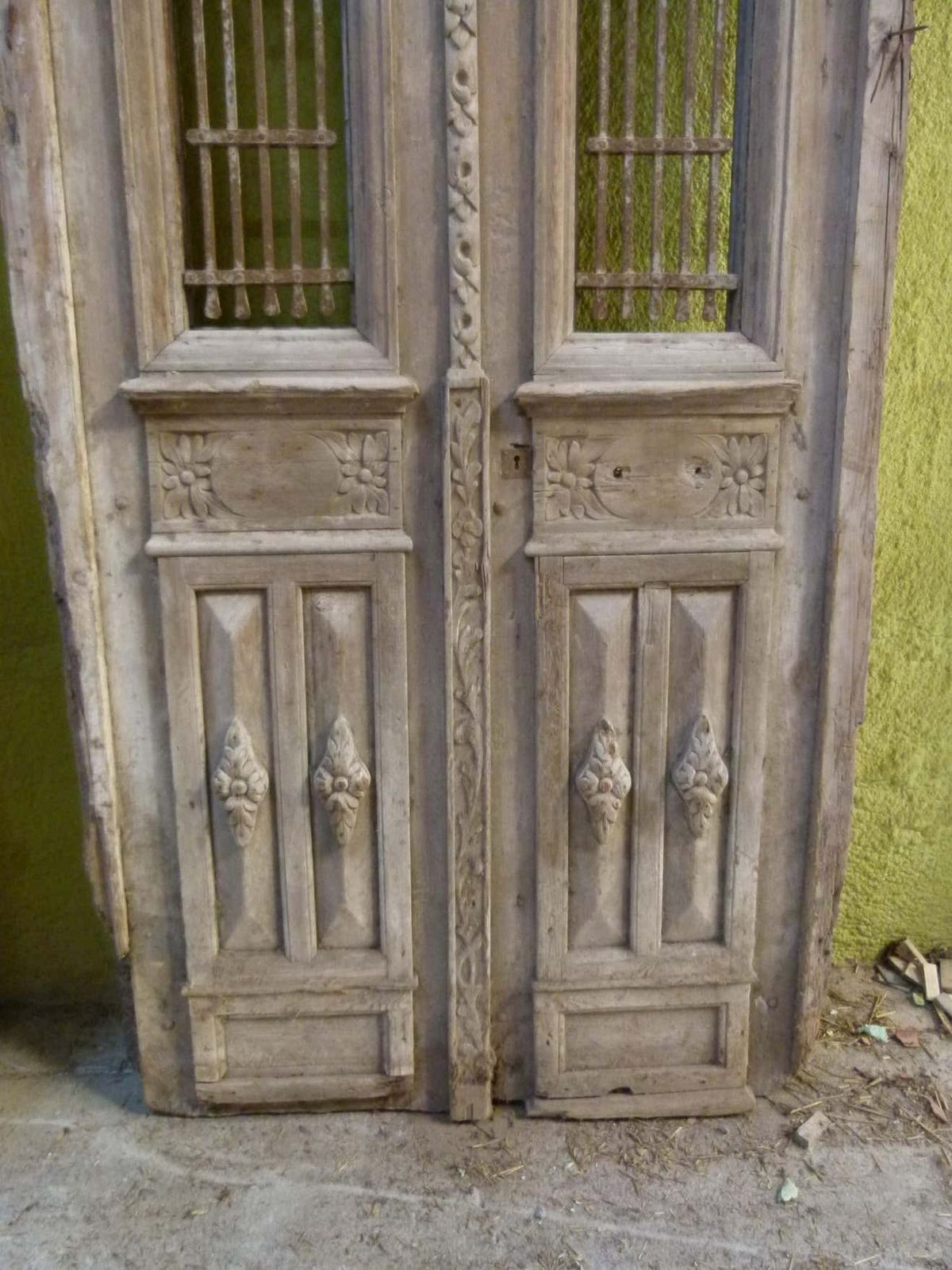 19th Century Wooden Double Front Door In Art Nouveau Style photo Home Fixtures
