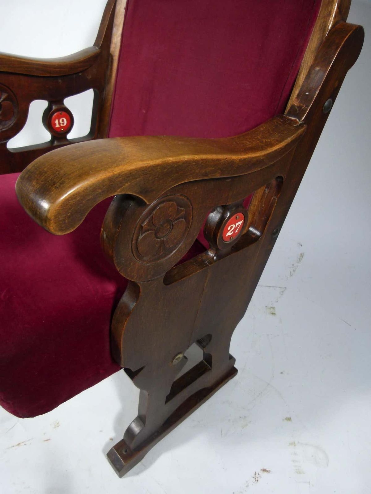 Early 20th Century Read Velvet Theatre Seat photo furniture