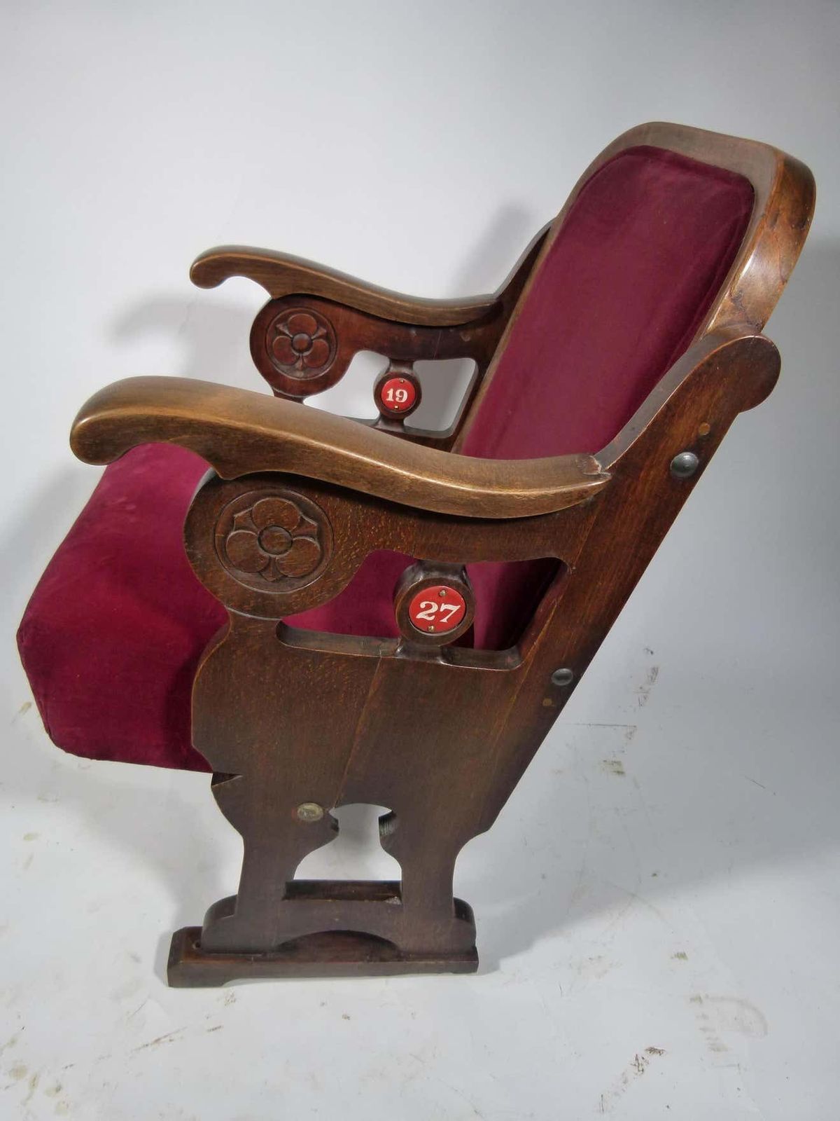 Early 20th Century Read Velvet Theatre Seat photo buy