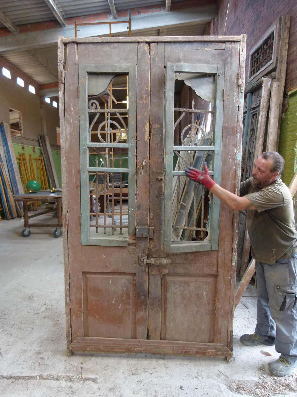 19th Century Wooden Double Front Door In Art Nouveau Style, Spain photo furniture