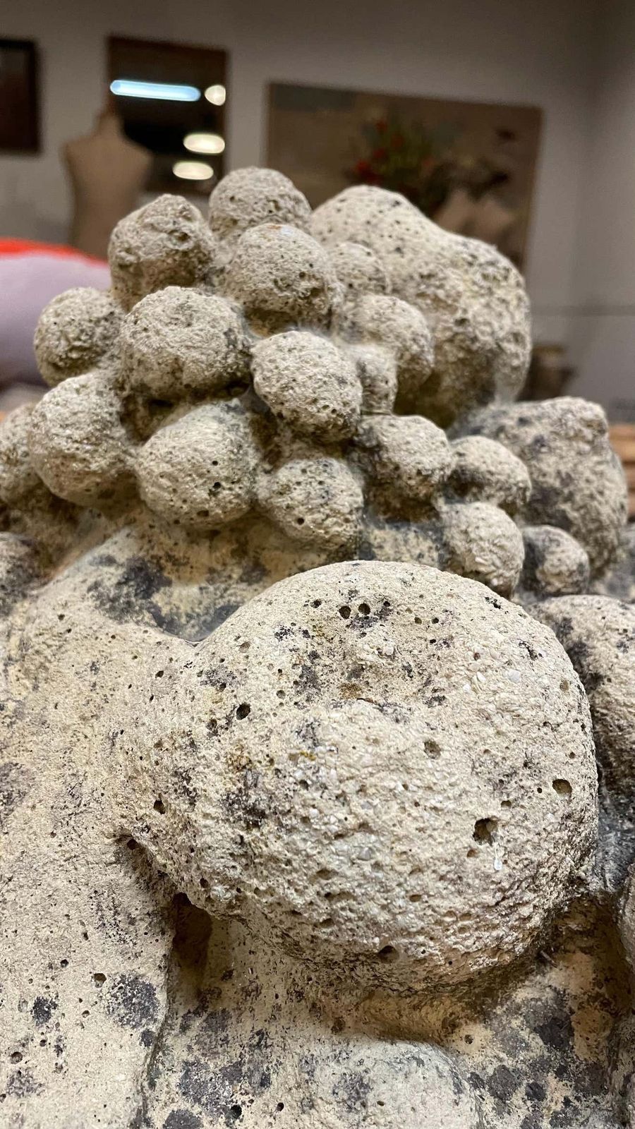 Pair Of Decorative Fruit Filled Garden Urns In Reconstituted Stone From France photo for sale