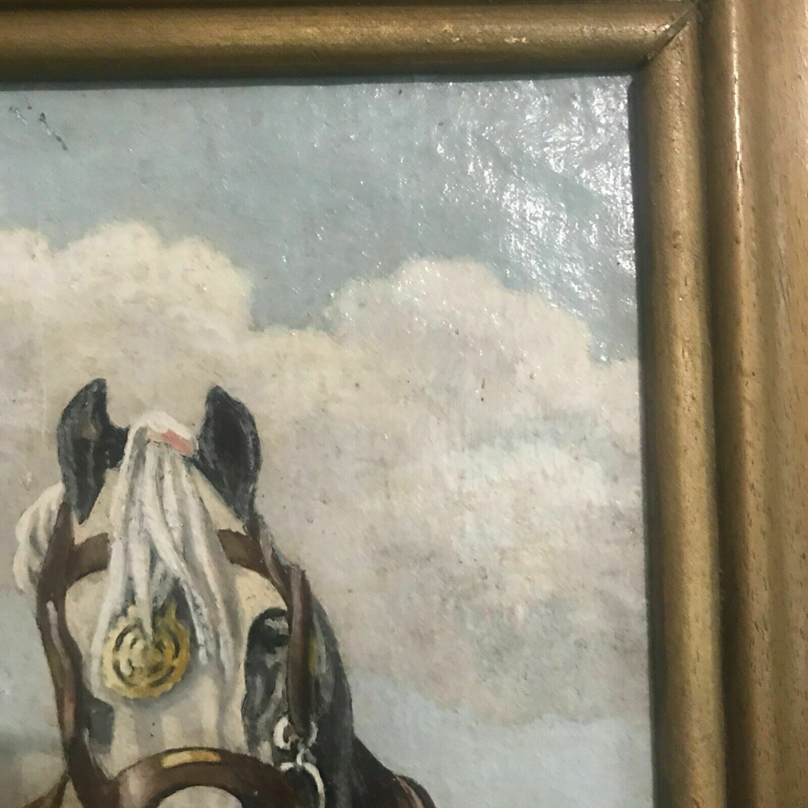 A Wynne Rogers Original Oil Painting Shire Horses Ploughman 1960s Canvas/Board photo vintage