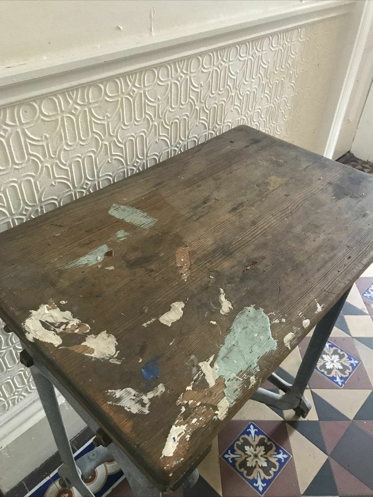 Eubank Mangle Side Table Desk Vintage Antique Folding photo for sale