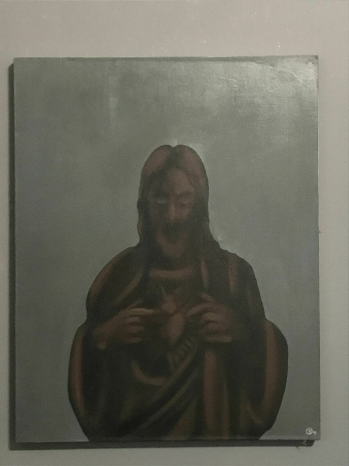 Large Original Oil/Acrylic Painting Chocolate Jesus Tom Waits 1999 Signed Art