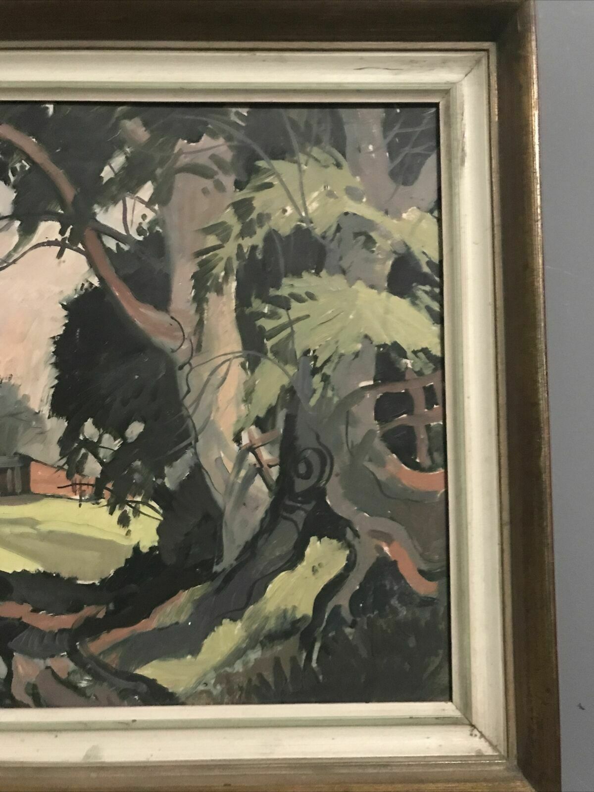 Original Oil Painting Landscape Framed Superb 1979 Vintage Signed Verso Red Barn photo vinterior