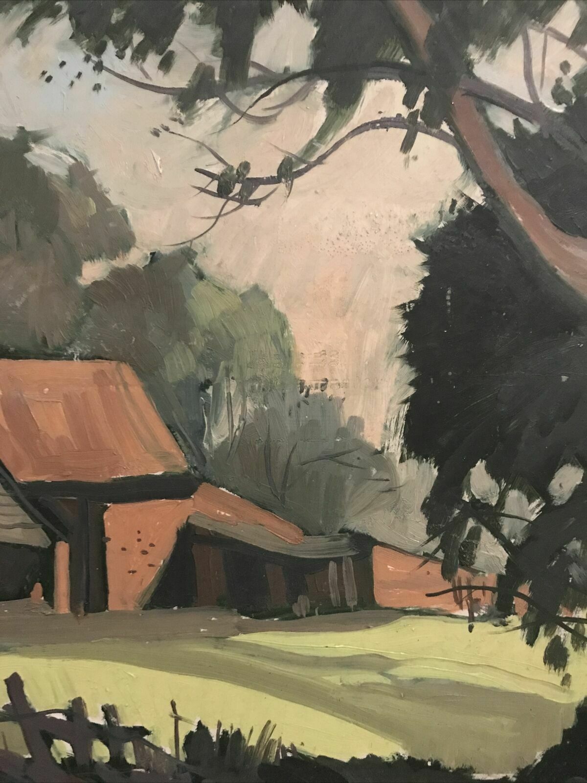 photo furniture Original Oil Painting Landscape Framed Superb 1979 Vintage Signed Verso Red Barn