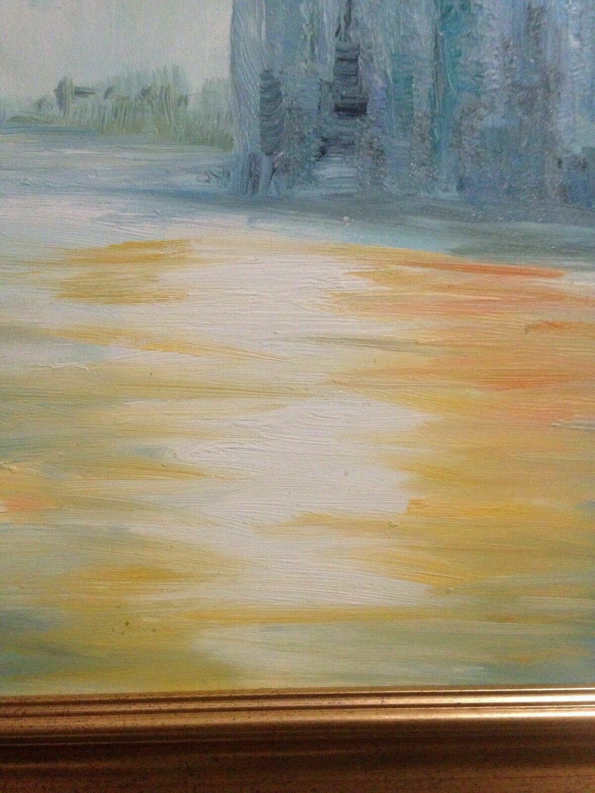 Post Impressionist Sunset Painting After Monet Turner Original Signed London photo for sale