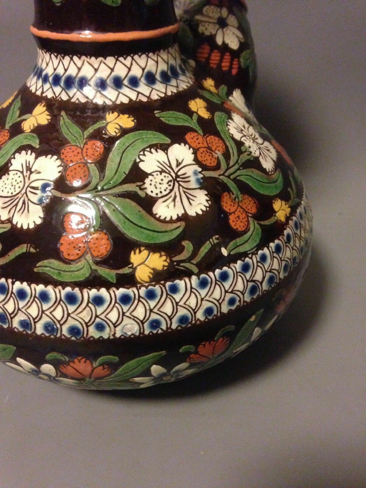 Antique Thoune Thun C19 Ewer Vase Jug Majolica Switzerland Wine Pitcher photo vinterior