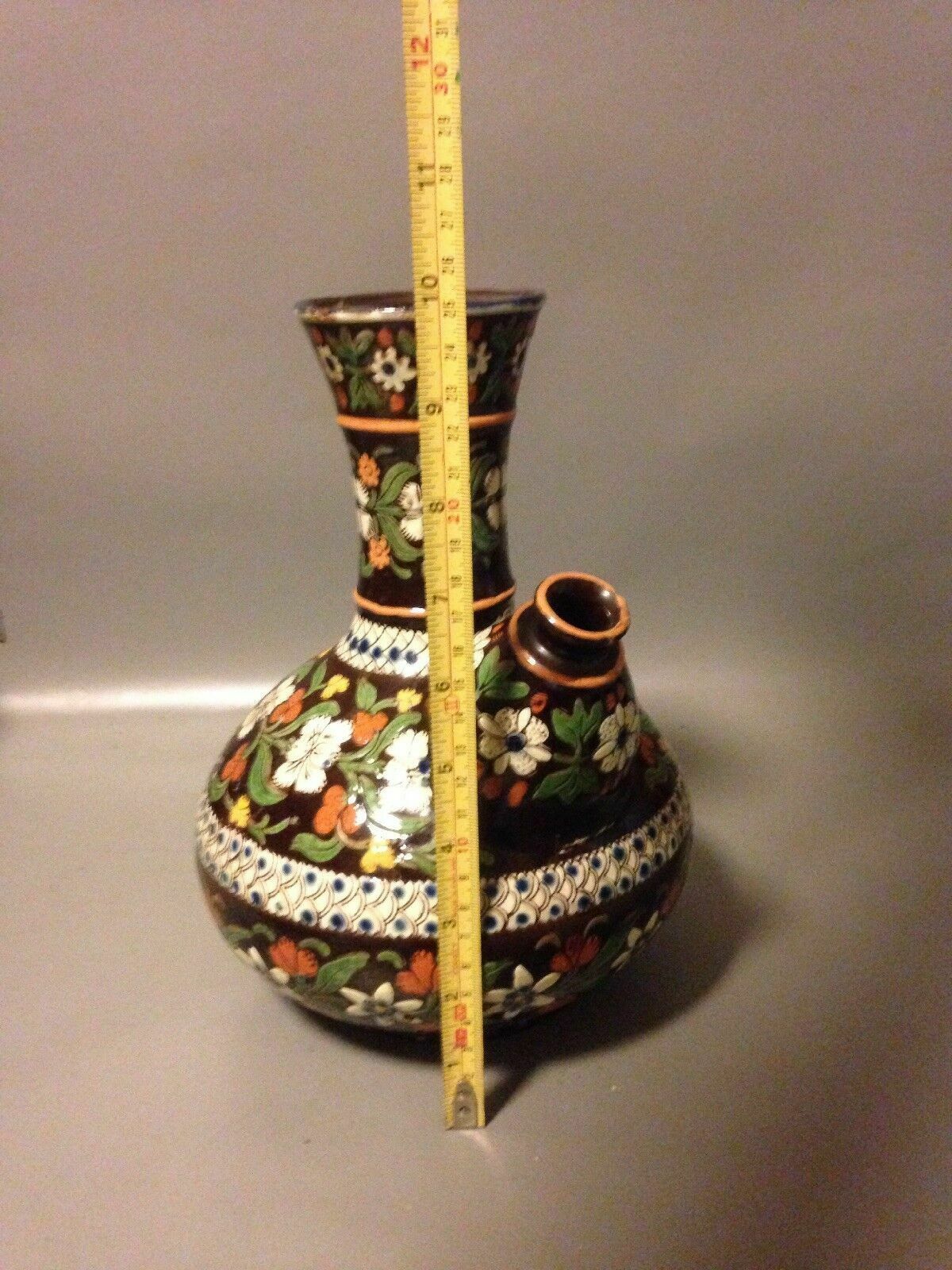 Home Decor Antique Thoune Thun C19 Ewer Vase Jug Majolica Switzerland Wine Pitcher photo