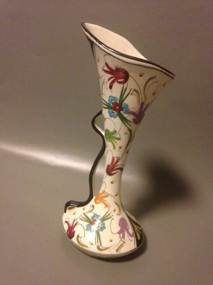 2x Vintage Mid Century Italian Studio Pottery Vases Enamel Fratelli photo vintage