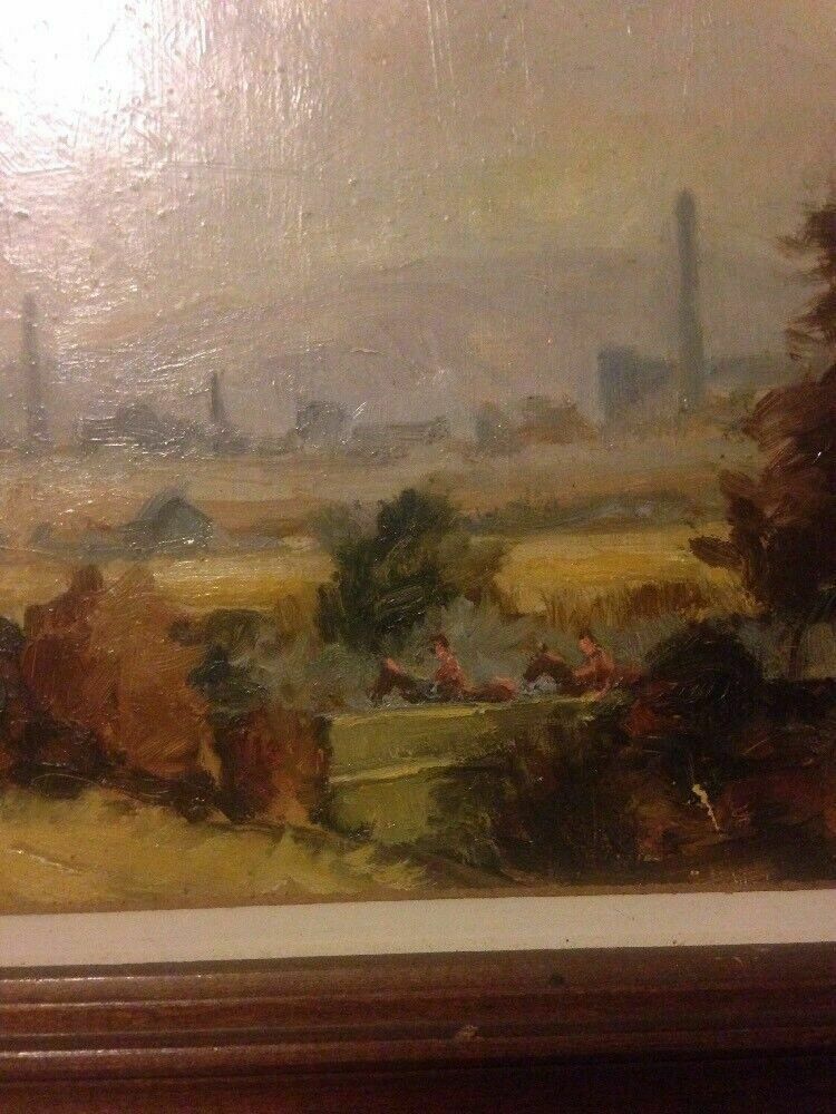 Oil Painting Signed J Makin English School Landscape Board Quality Framed photo vinterior