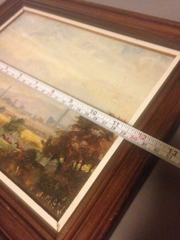 Art Oil Painting Signed J Makin English School Landscape Board Quality Framed photo