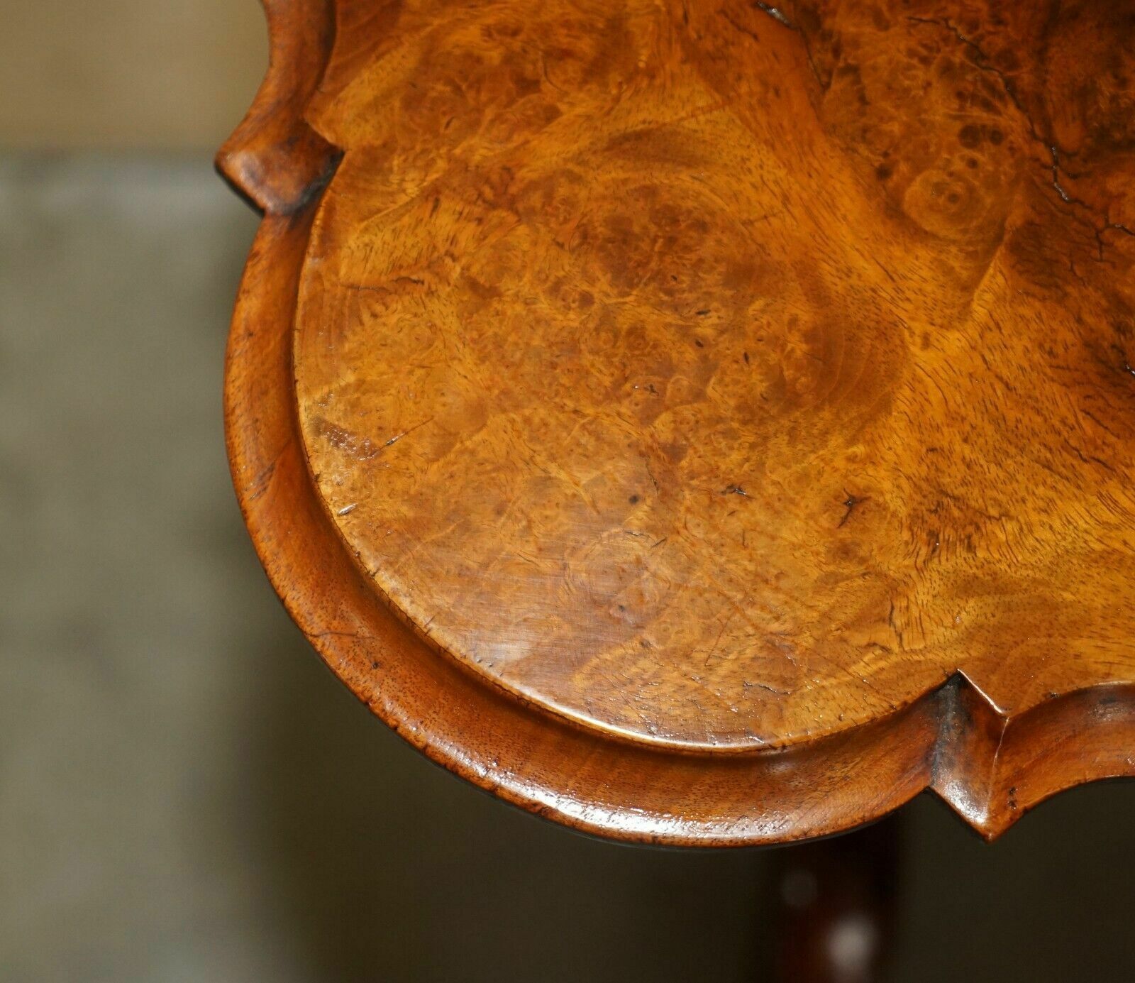photo buy Pair Of Restored Victorian Burr Walnut Tripod Side End Lamp Tables Circa 1860