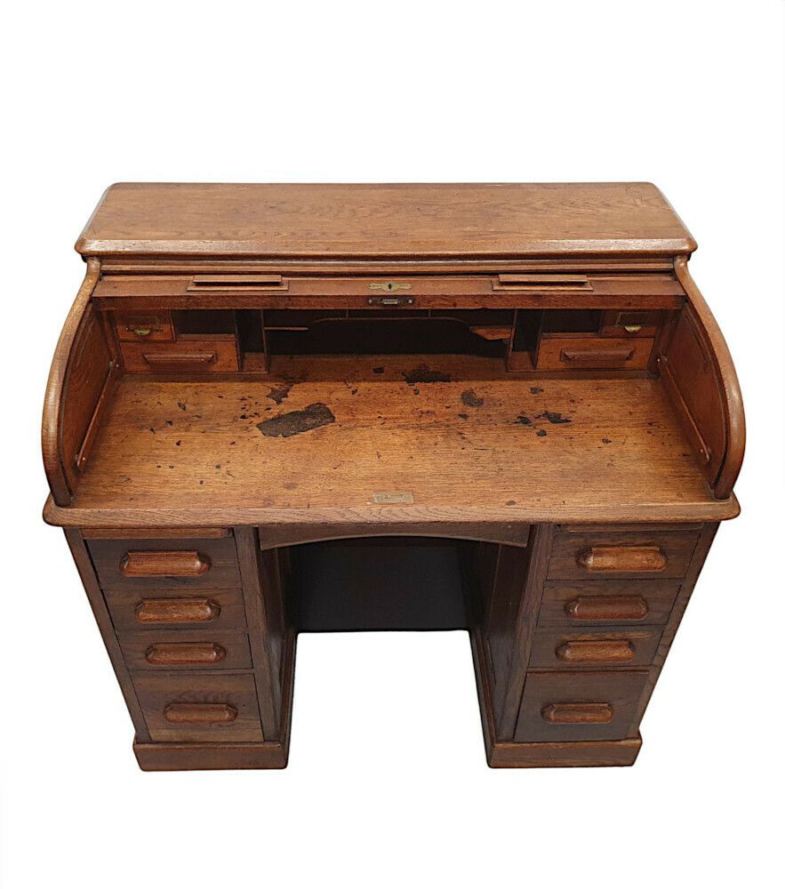 A Superb 1920s Oak Roll Top Desk photo 1636.38