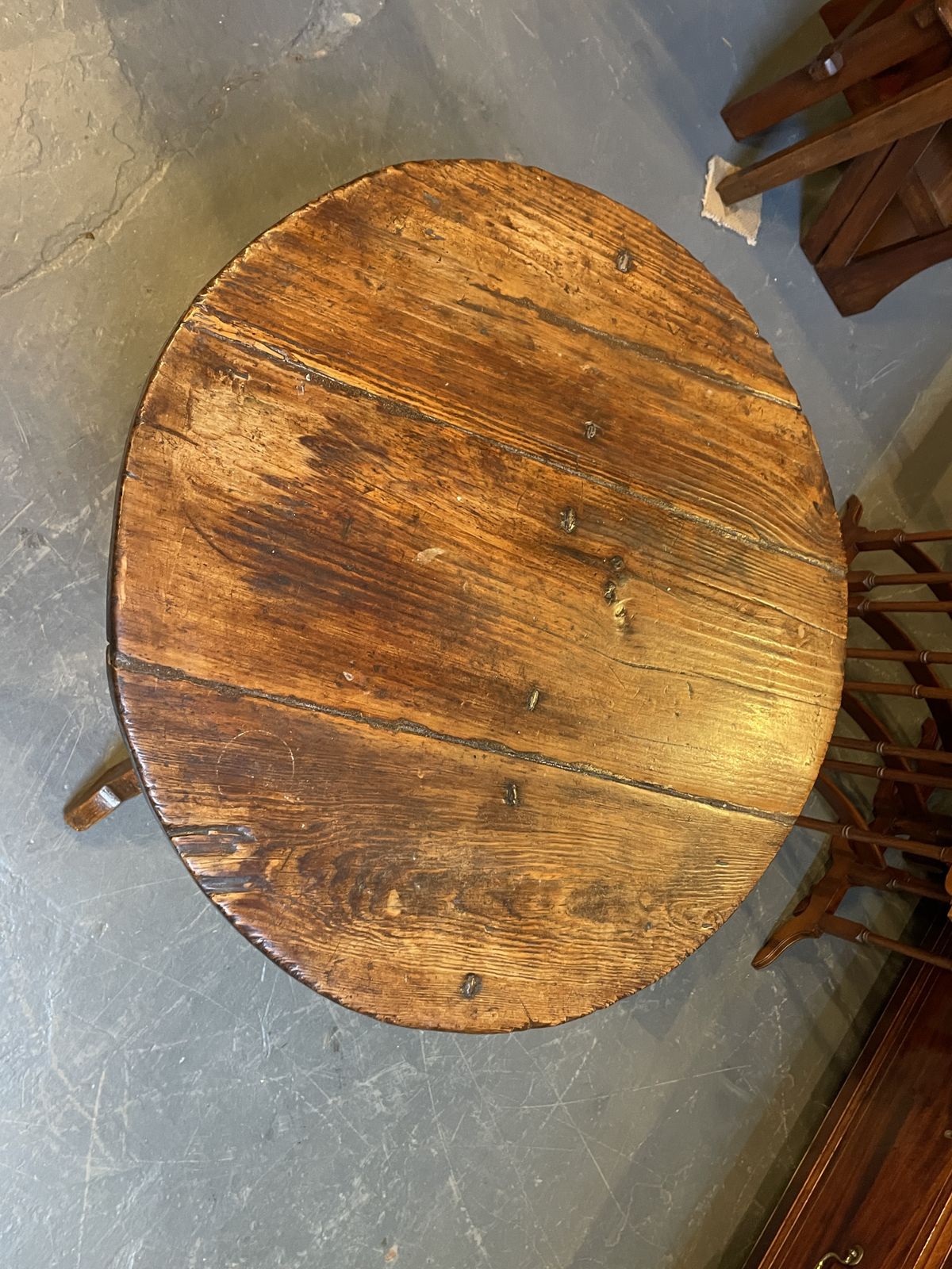 C18th Rustic Pine Pedestle Table photo furniture