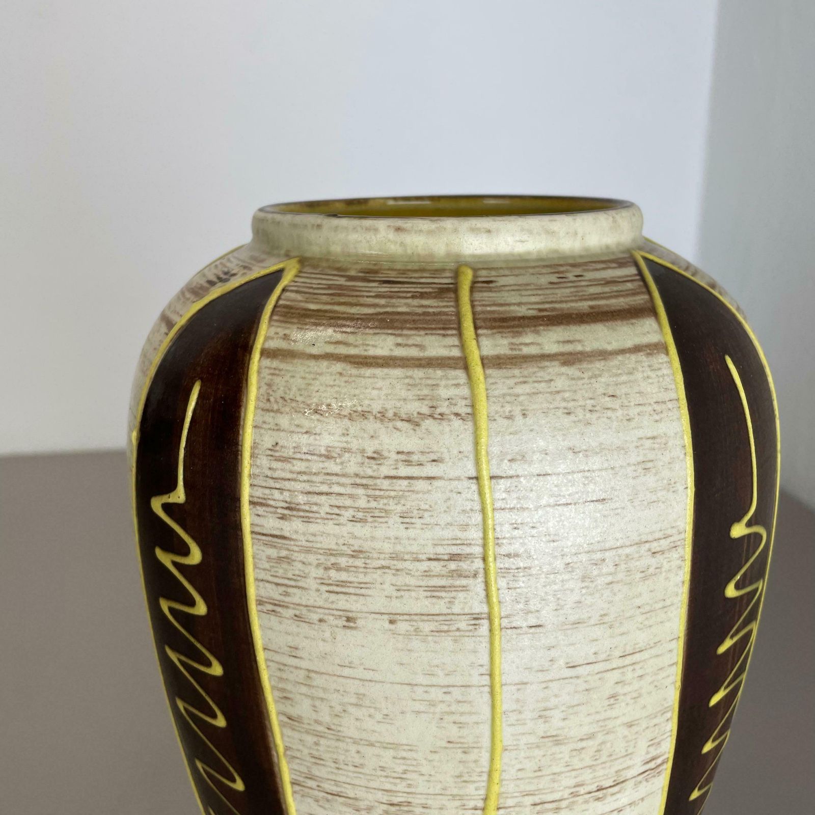 Home Decor Colorful Fat Lava Pottery "Stripe And Dots" Vase Jasba Ceramics, Germany, 1950s photo