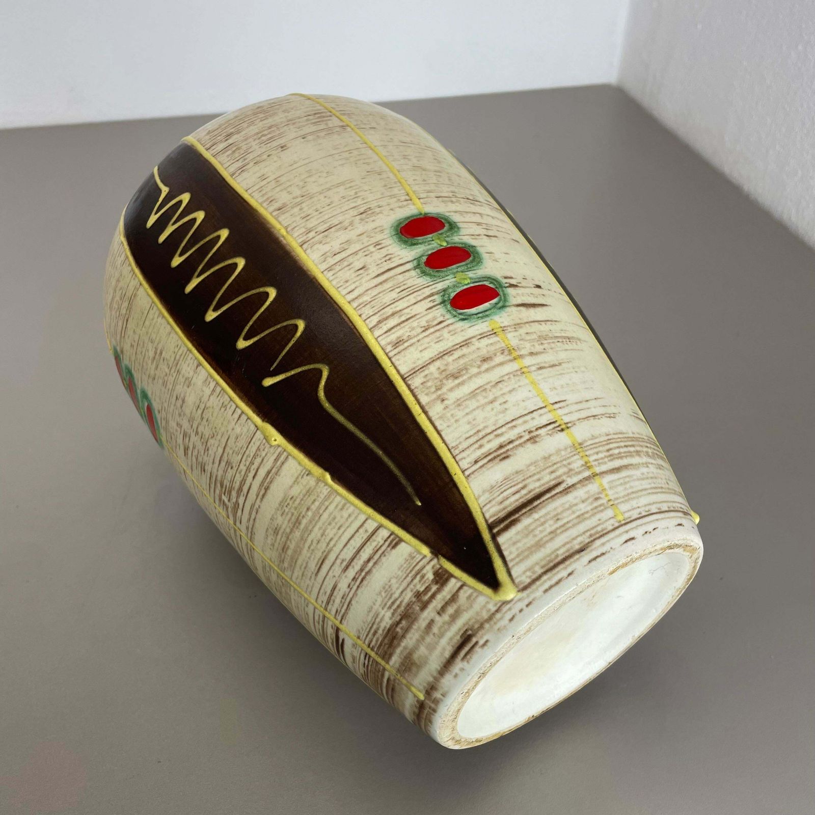 photo buy Colorful Fat Lava Pottery "Stripe And Dots" Vase Jasba Ceramics, Germany, 1950s