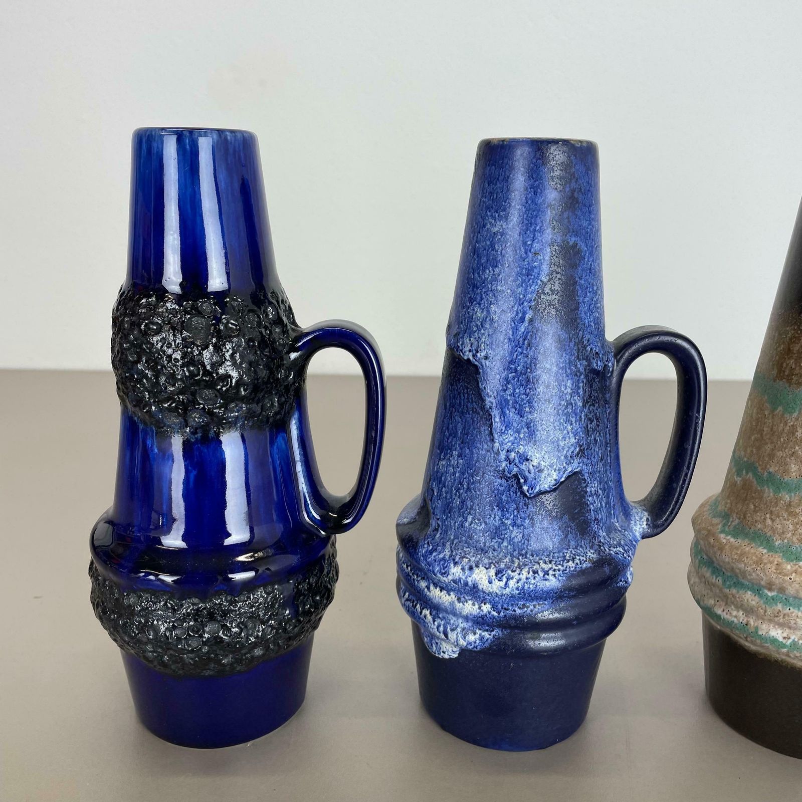Set Of Four Vintage Pottery Fat Lava Vases Made By Scheurich, Germany, 1970s photo Home Decor