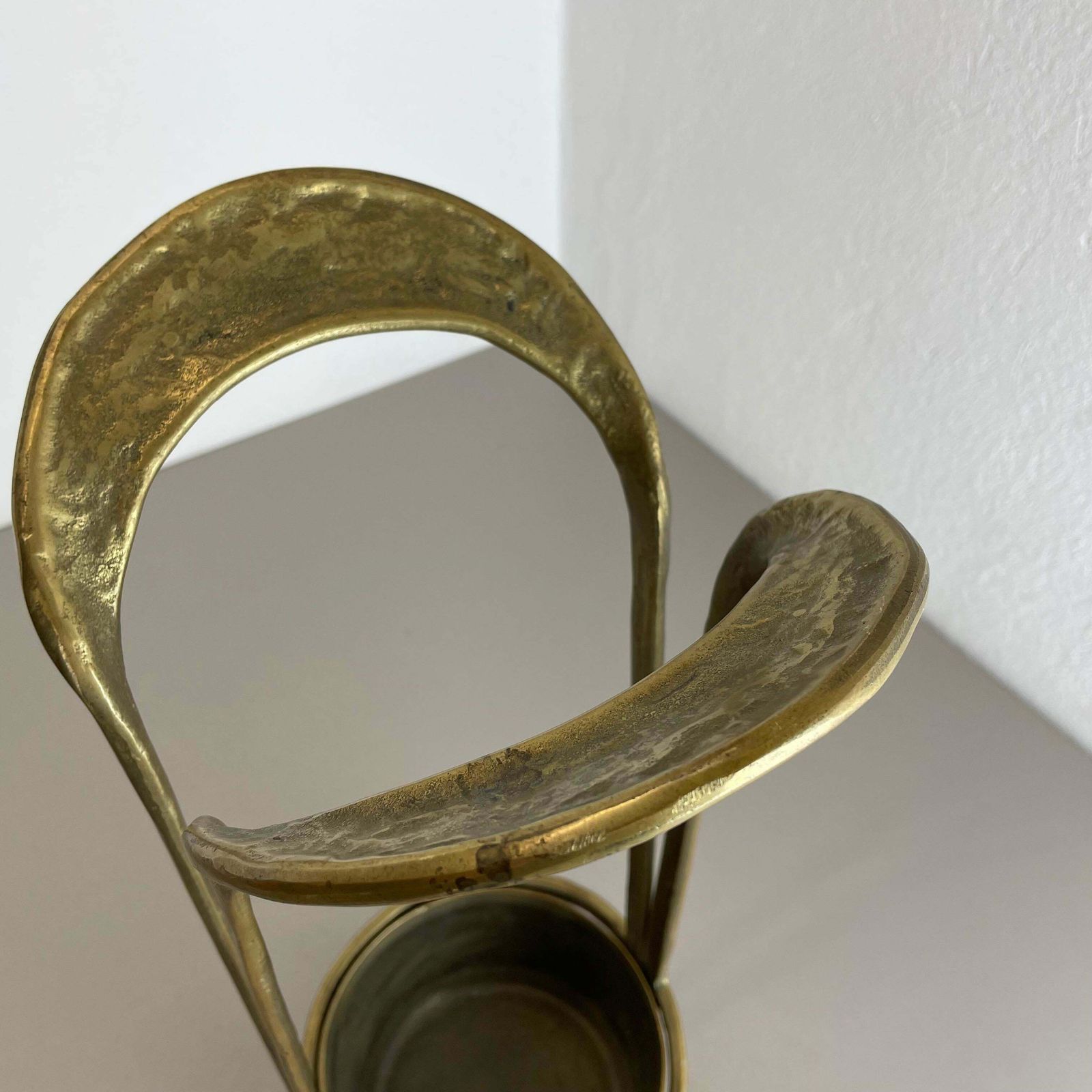 photo for sale Orig. 4,4kg Hollywood Regency Solid Brutalist Brass Umbrella Stand, Italy, 1970