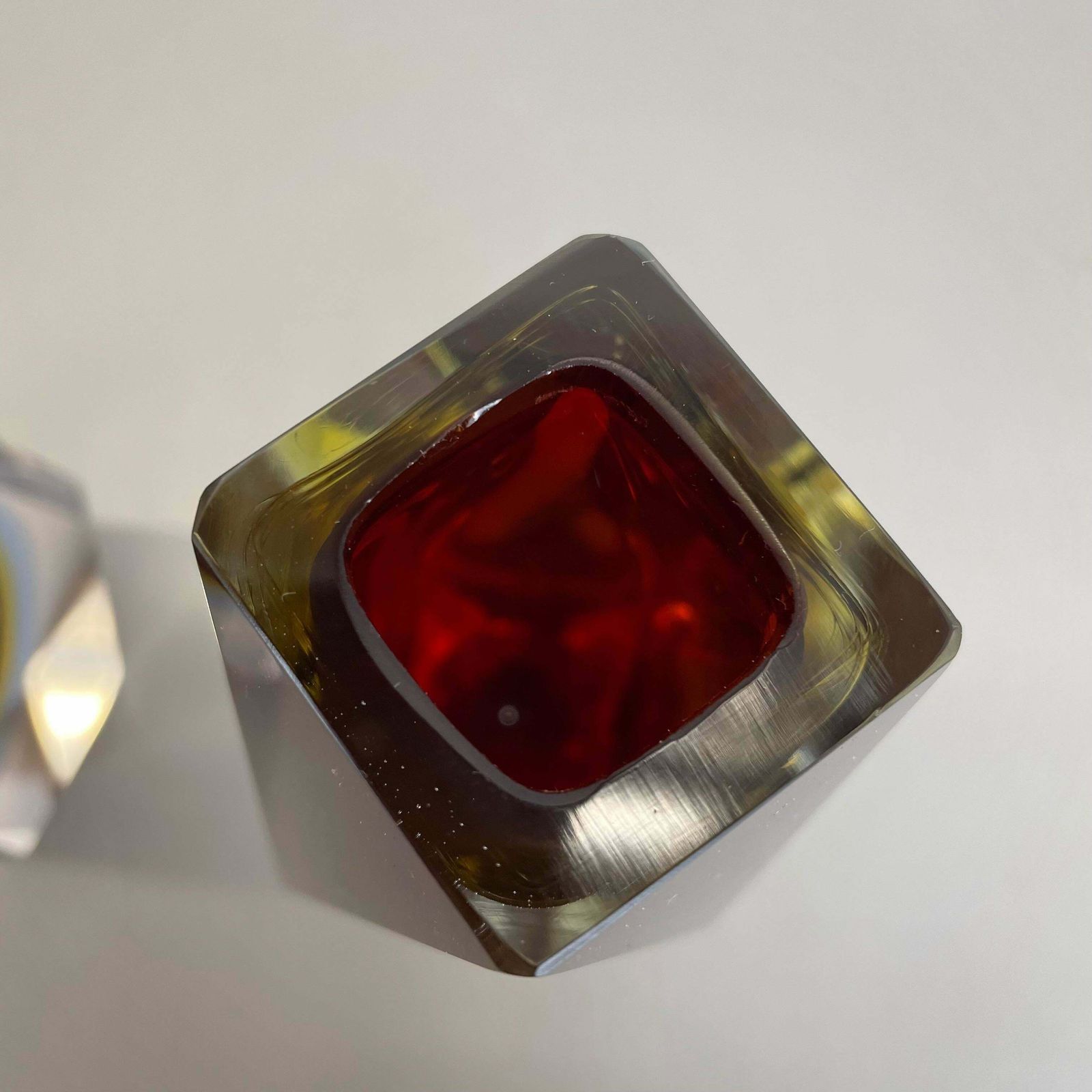 1089.0 Set Of 2 Faceted Murano Glass Sommerso Vase Designed By Flavio Poli Italy, 1970s photo