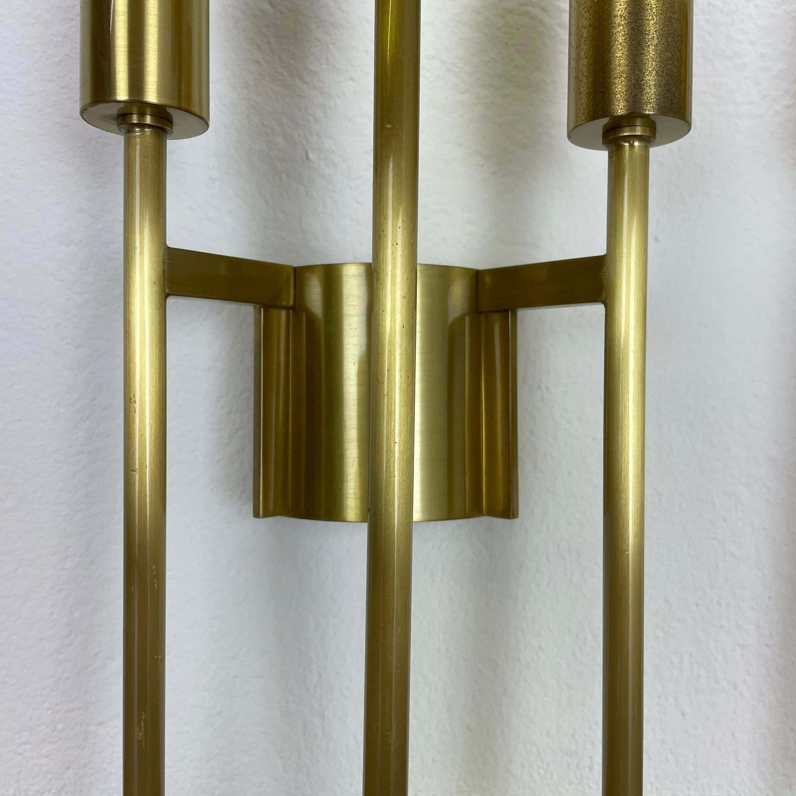 photo furniture Set Of 2 Brass Italian Stilnovo Style Theatre Wall Light Sconces, Italy, 1970