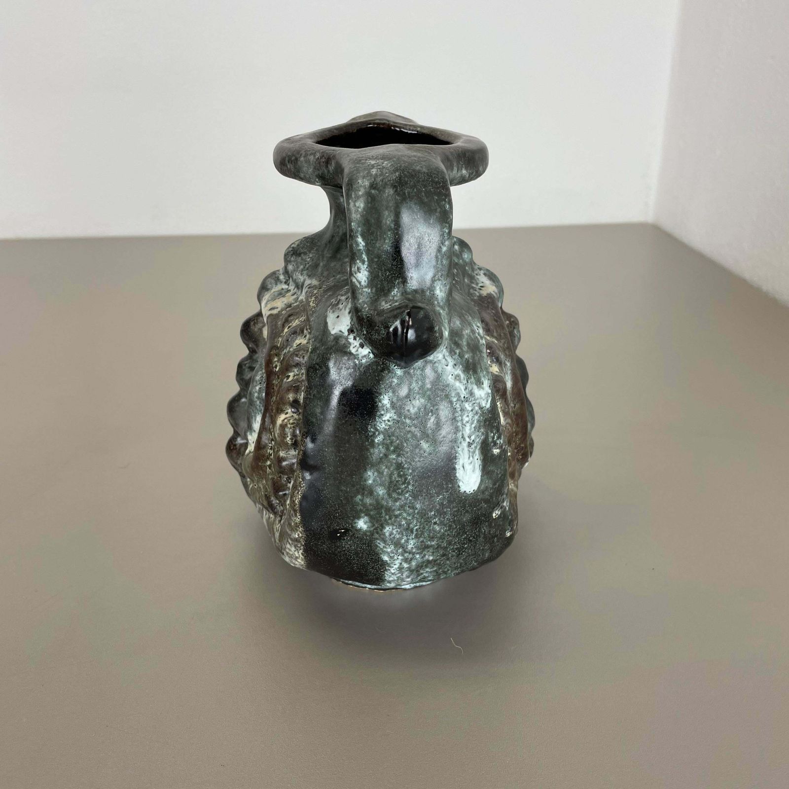 photo for sale Brutalist Wgp Pottery Fat Lava Multi Colour "305" Vase Object By Ruscha, 1970s