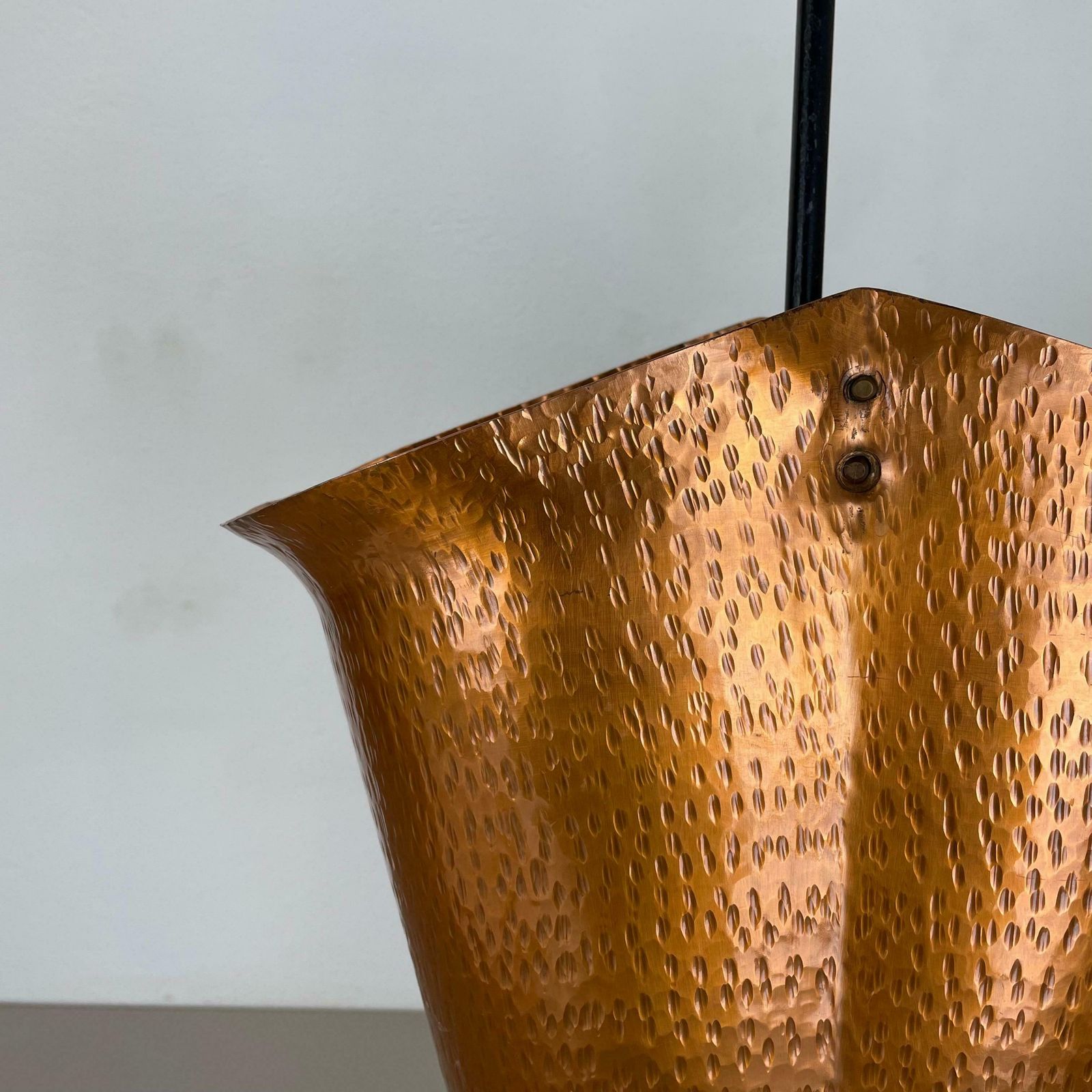 Original Metal Copper Brutalist Hollywood Regency Umbrella Stand Germany, 1970s photo for sale