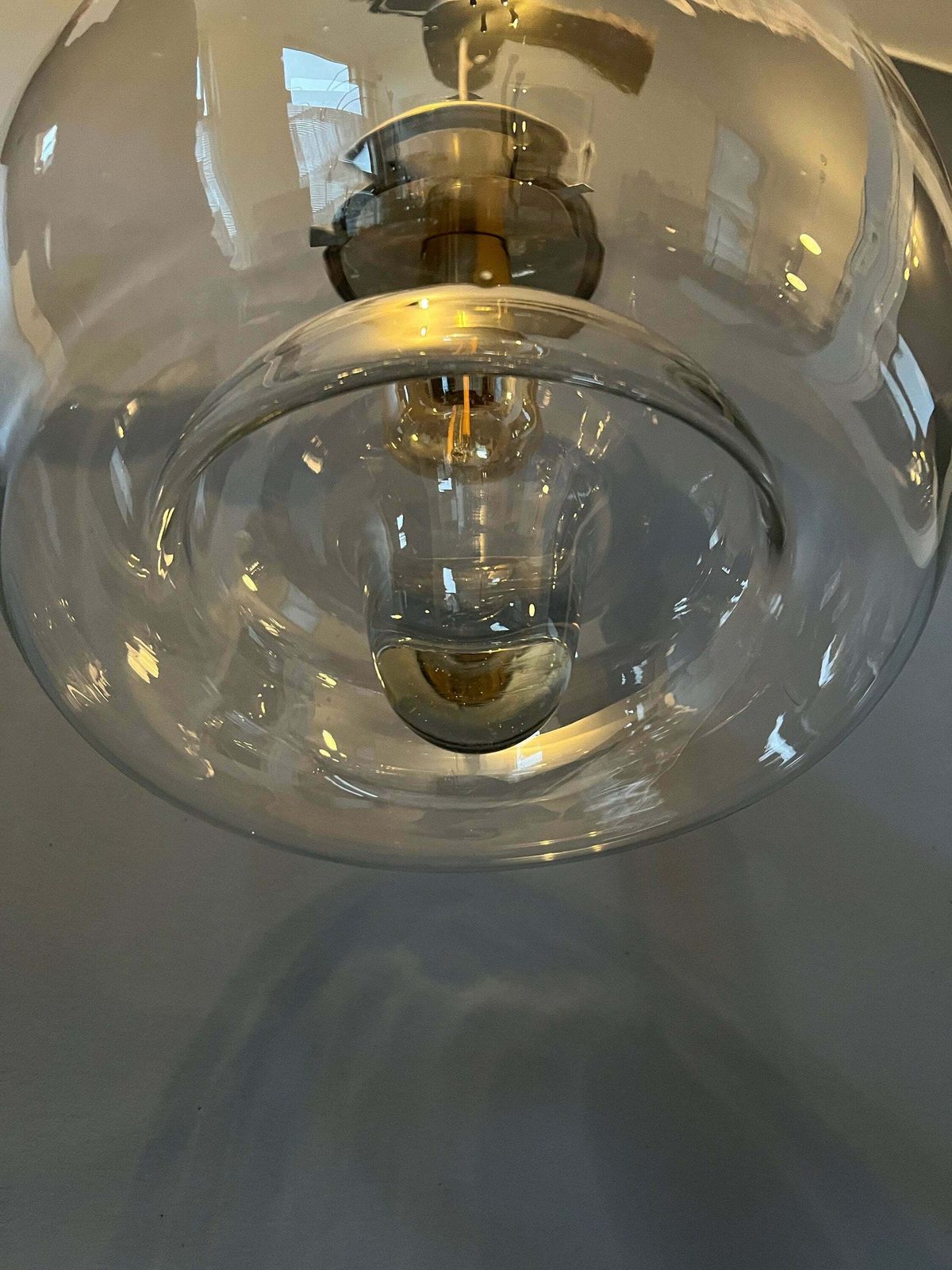 Vintage Doria Leuchten Glazen Hanglamp / Mid Century Modern Lamp photo vintage