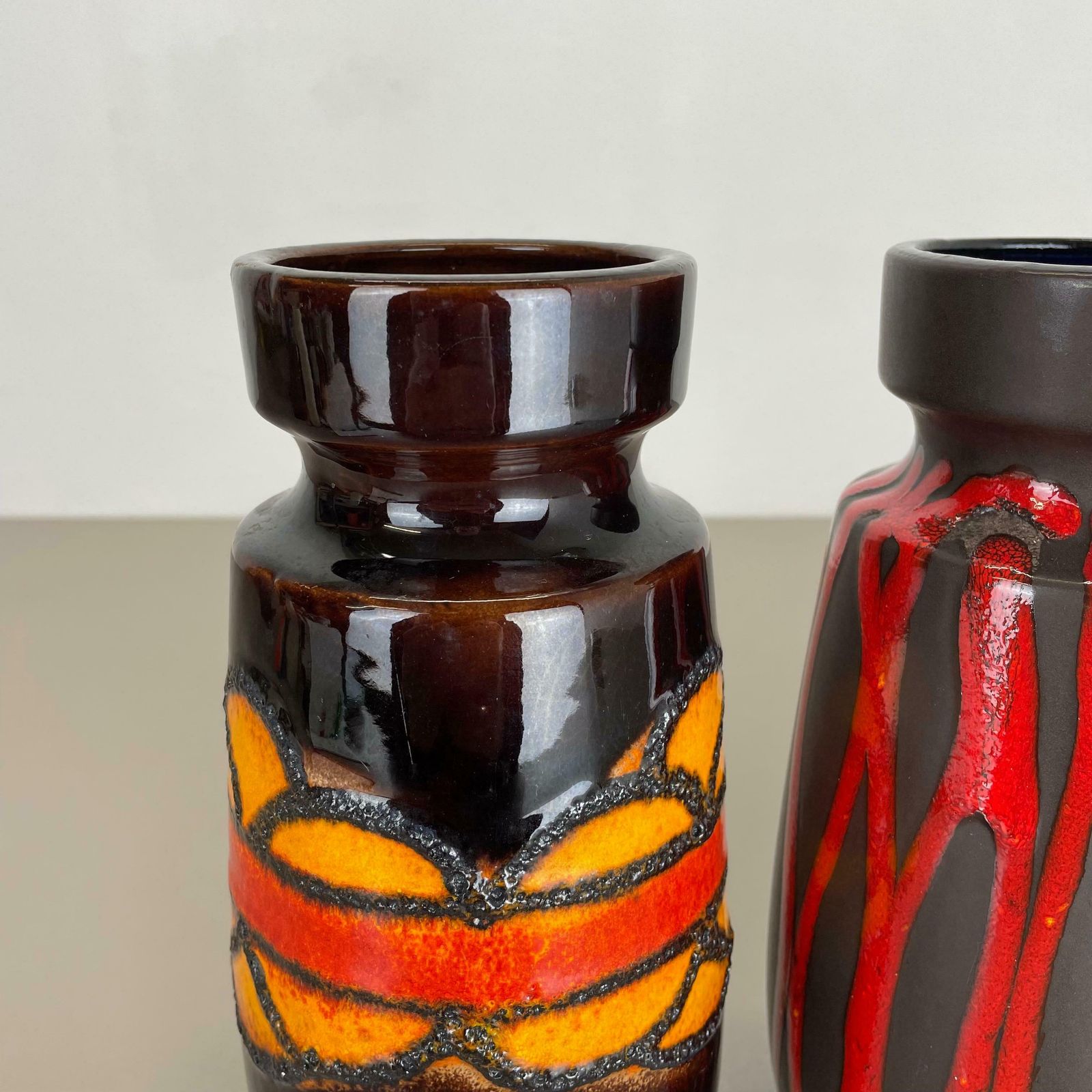 Set Of Four Vintage Pottery Fat Lava Vases Made By Scheurich, Germany, 1970s photo vinterior