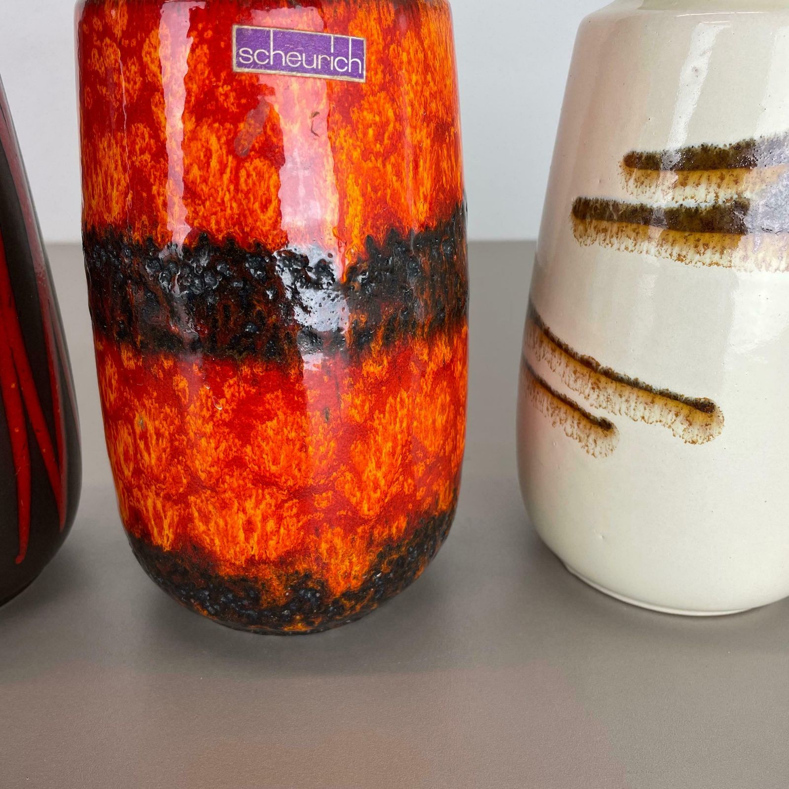 535.0 Set Of Four Vintage Pottery Fat Lava Vases Made By Scheurich, Germany, 1970s photo