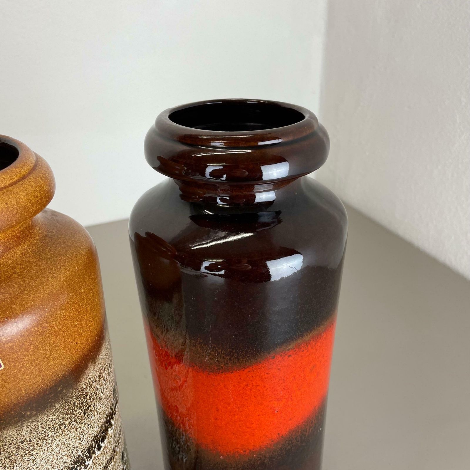 Set Of Two Pottery Fat Lava Vases "Multi Colour" By Scheurich, Germany, 1970s photo buy