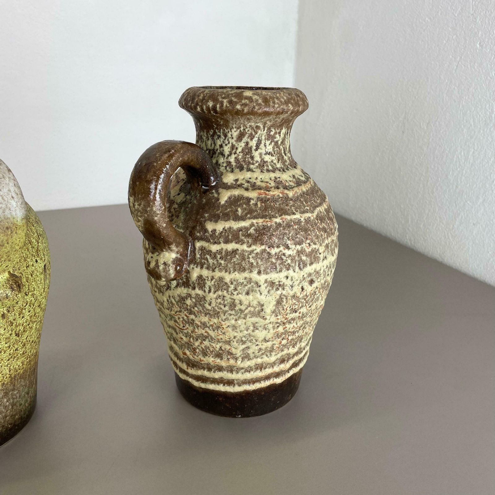 photo buy Set Of Two Pottery Fat Lava Vases "Multi Colour" By Scheurich, Germany, 1970s