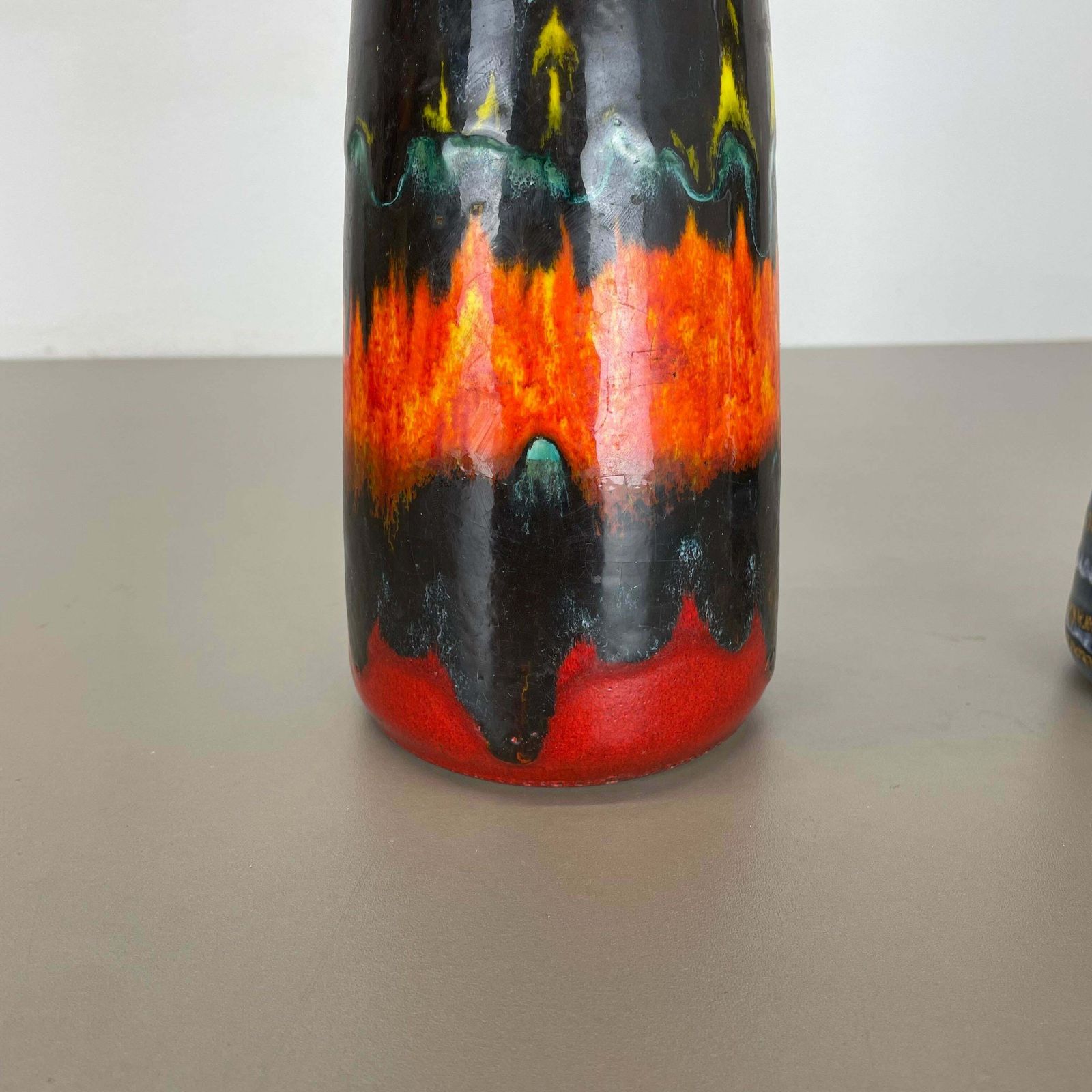 Set Of Two Pottery Fat Lava Vases "Multi Colour" By Scheurich, Germany, 1970s photo vinterior