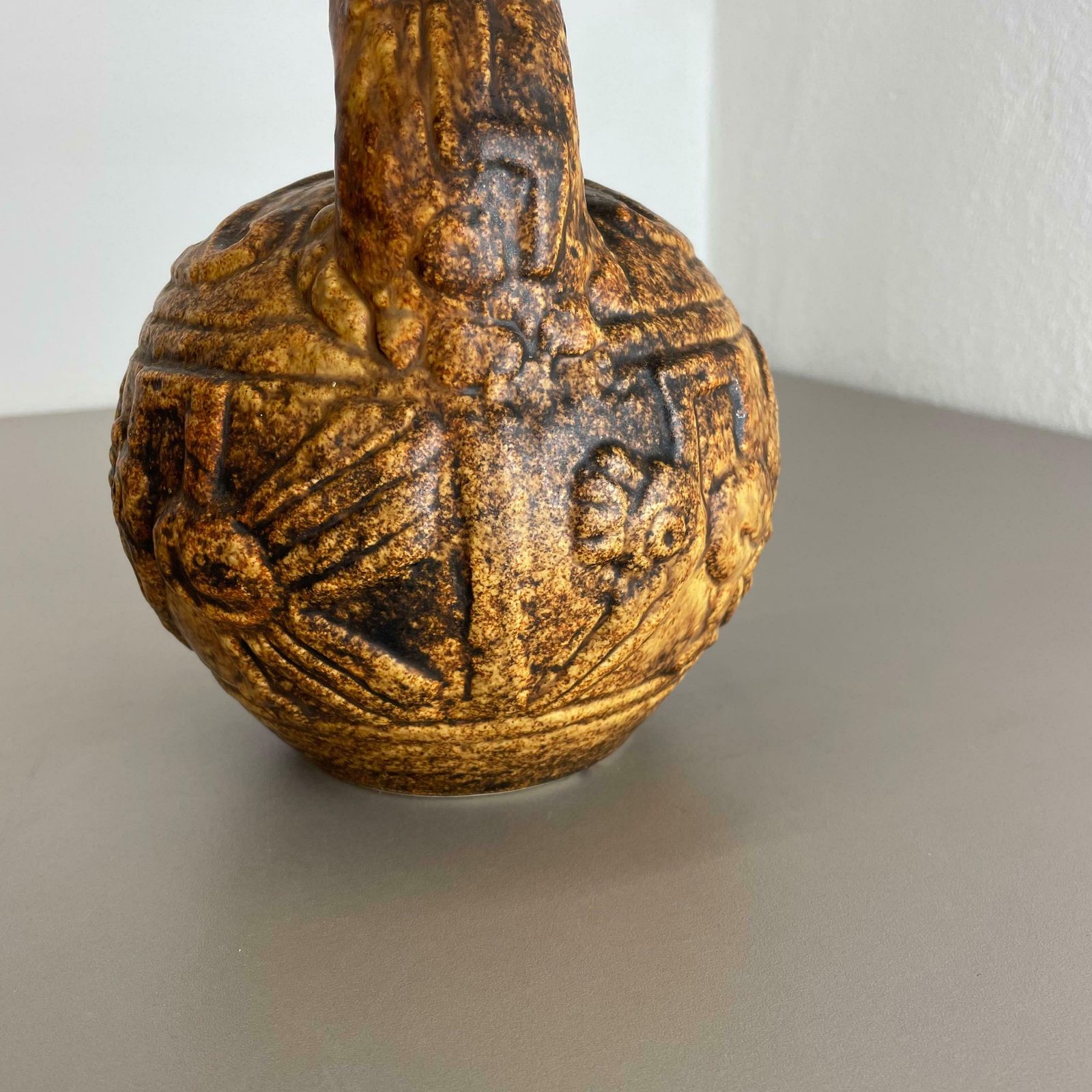photo for sale Large Colourful Fat Lava Pottery "Maya Tiki" Vase By Jasba Ceramics, Germany 1970