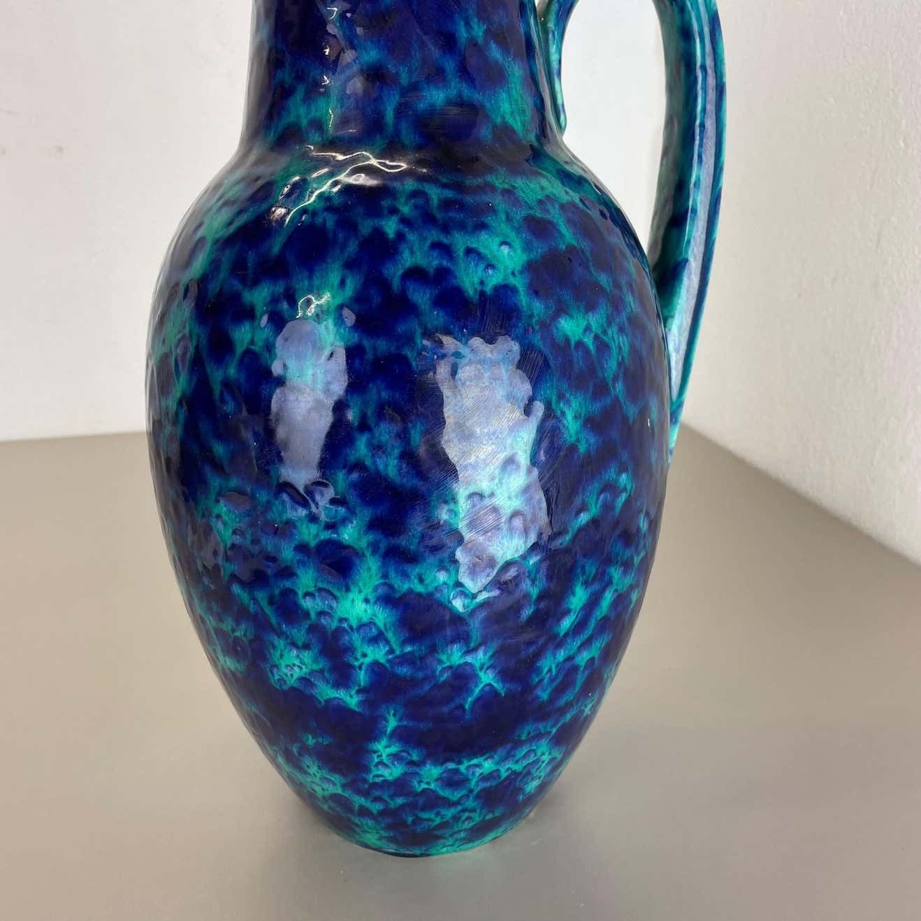 photo vintage Large Pottery Fat Lava Multi Color Floor Vase Made By Scheurich, 1970s
