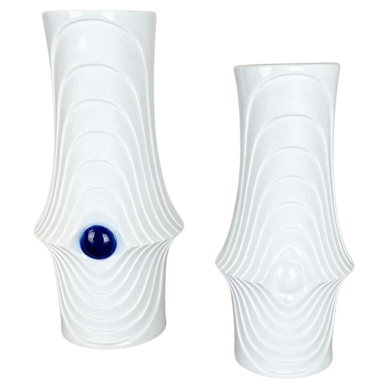 Set Of 2 Original Porcelain Op Art Vase Made By Royal Bavaria Kpm Germany, 1970s