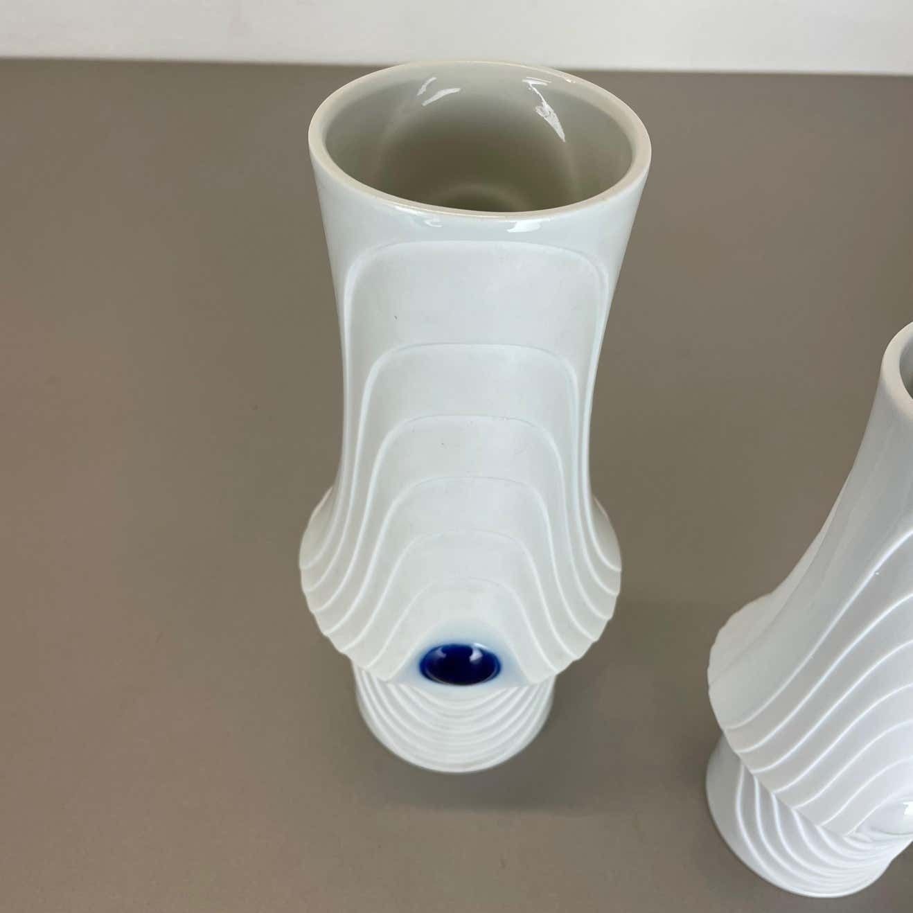 Set Of 2 Original Porcelain Op Art Vase Made By Royal Bavaria Kpm Germany, 1970s photo vintage