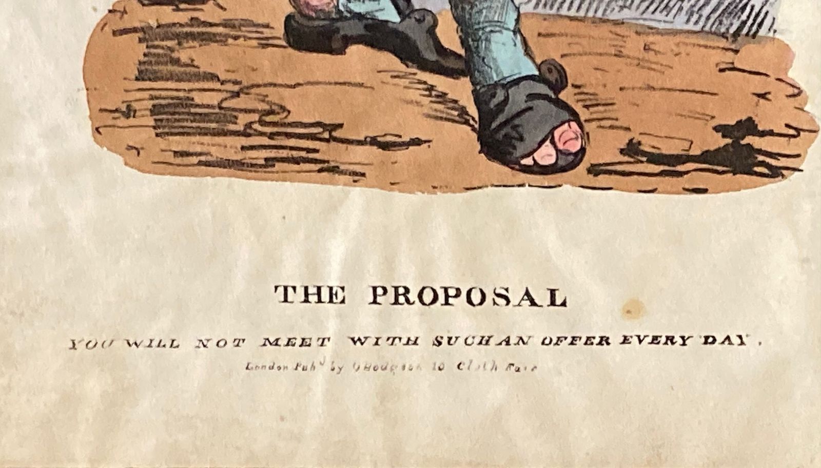 1830s Hand Coloured Lithograph The Proposal By Orlando Hodgson Cloth Fair photo furniture