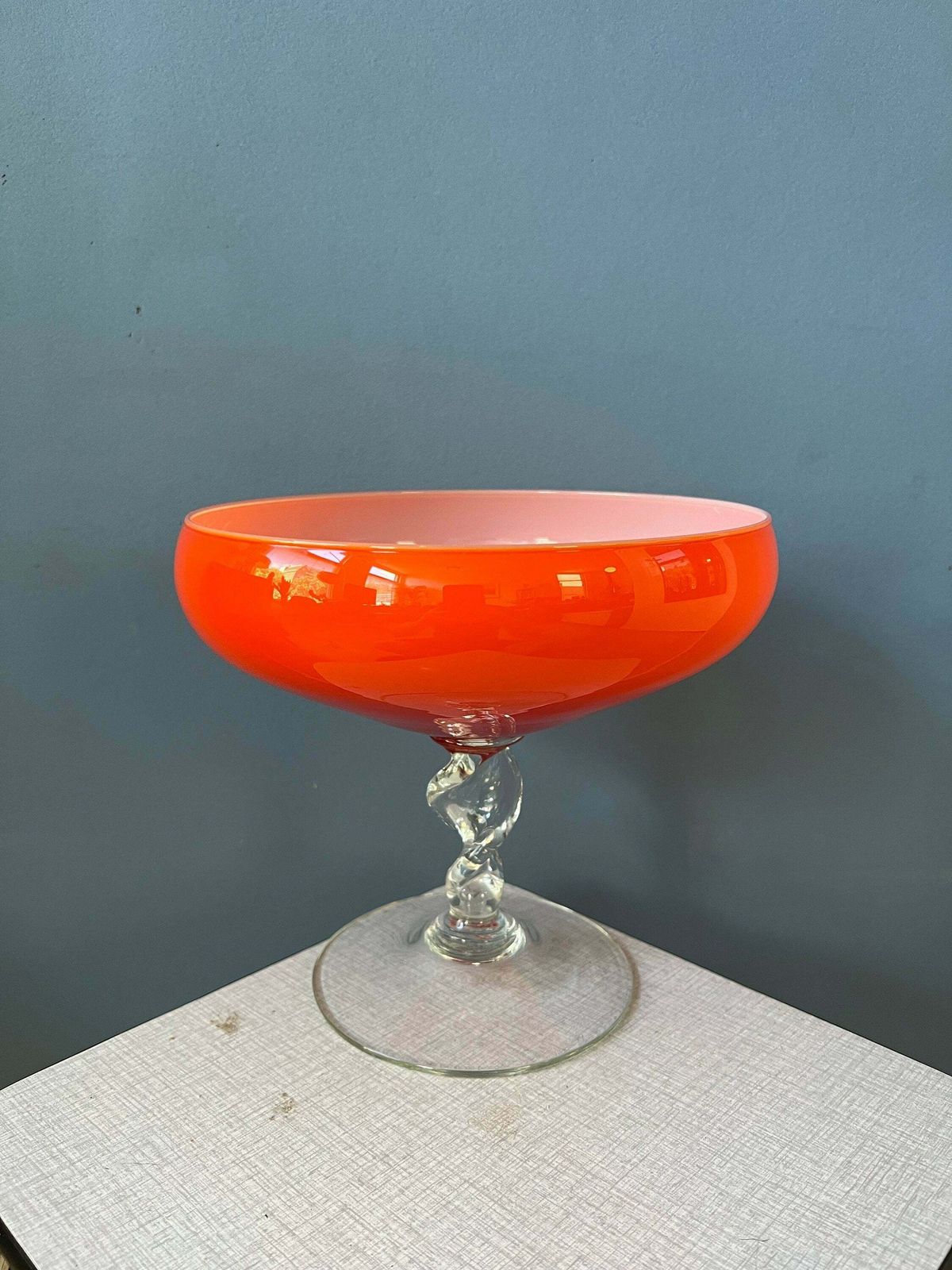 Vintage Murano Stijl Vaas / Glas In Oranje/Rood