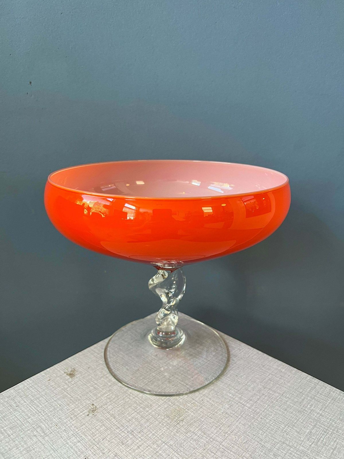 Vintage Murano Stijl Vaas / Glas In Oranje/Rood photo for sale