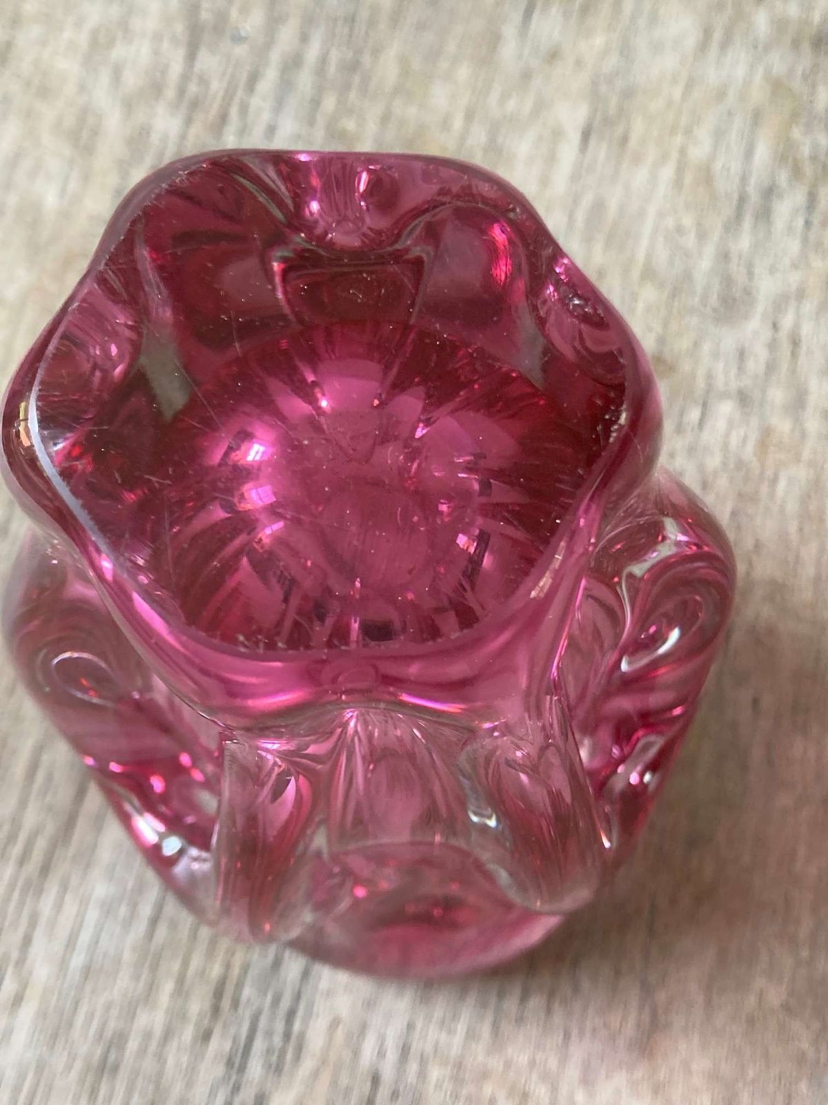 Mcm Tall Pink And Clear Sommerso Glass Chribskan Vase. Hospodka photo 68.0