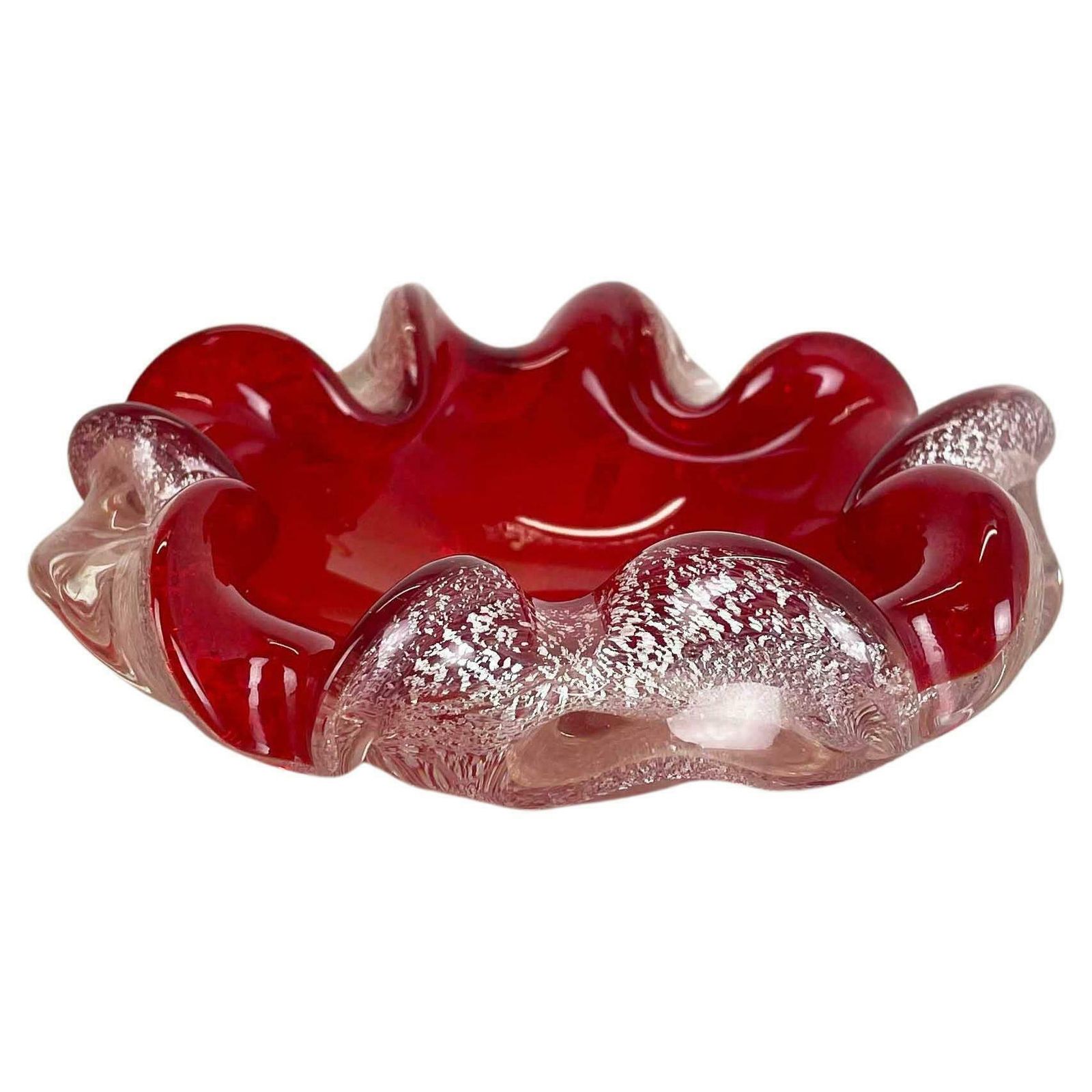 Murano Glass Floral Bowl Element Shell Ashtray By Barovier  Toso Italy 1970