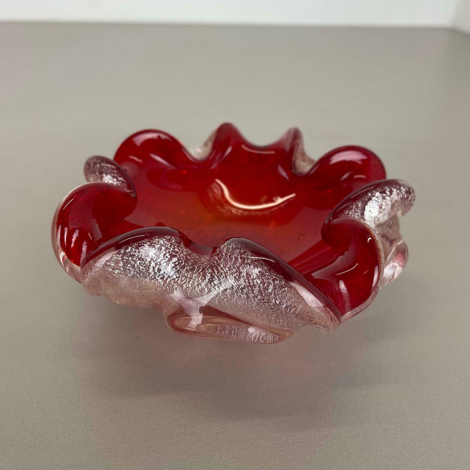 535.0 Murano Glass Floral Bowl Element Shell Ashtray By Barovier  Toso Italy 1970 photo