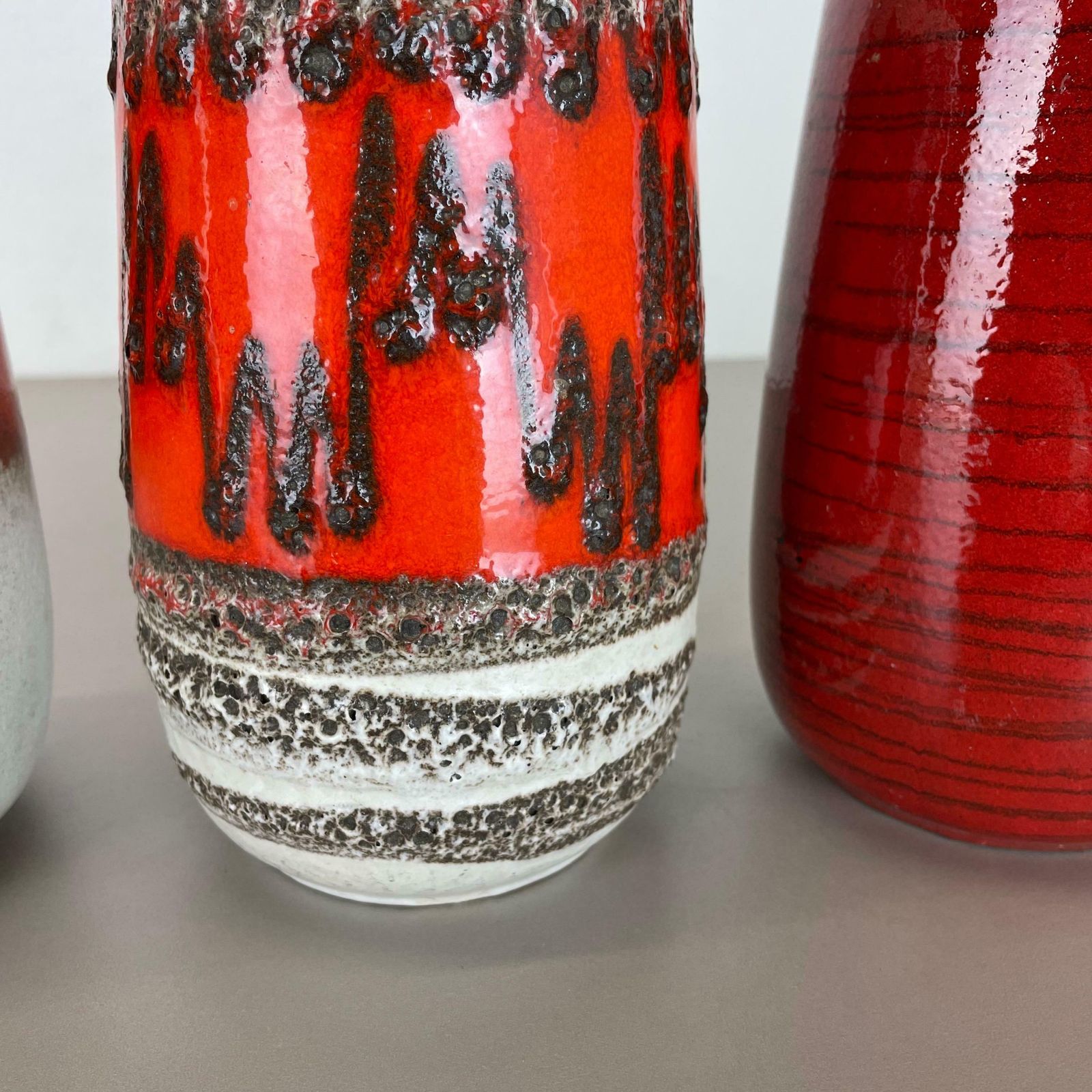 photo vinterior Set Of Four Vintage Pottery Fat Lava Vases Made By Scheurich, Germany, 1970s