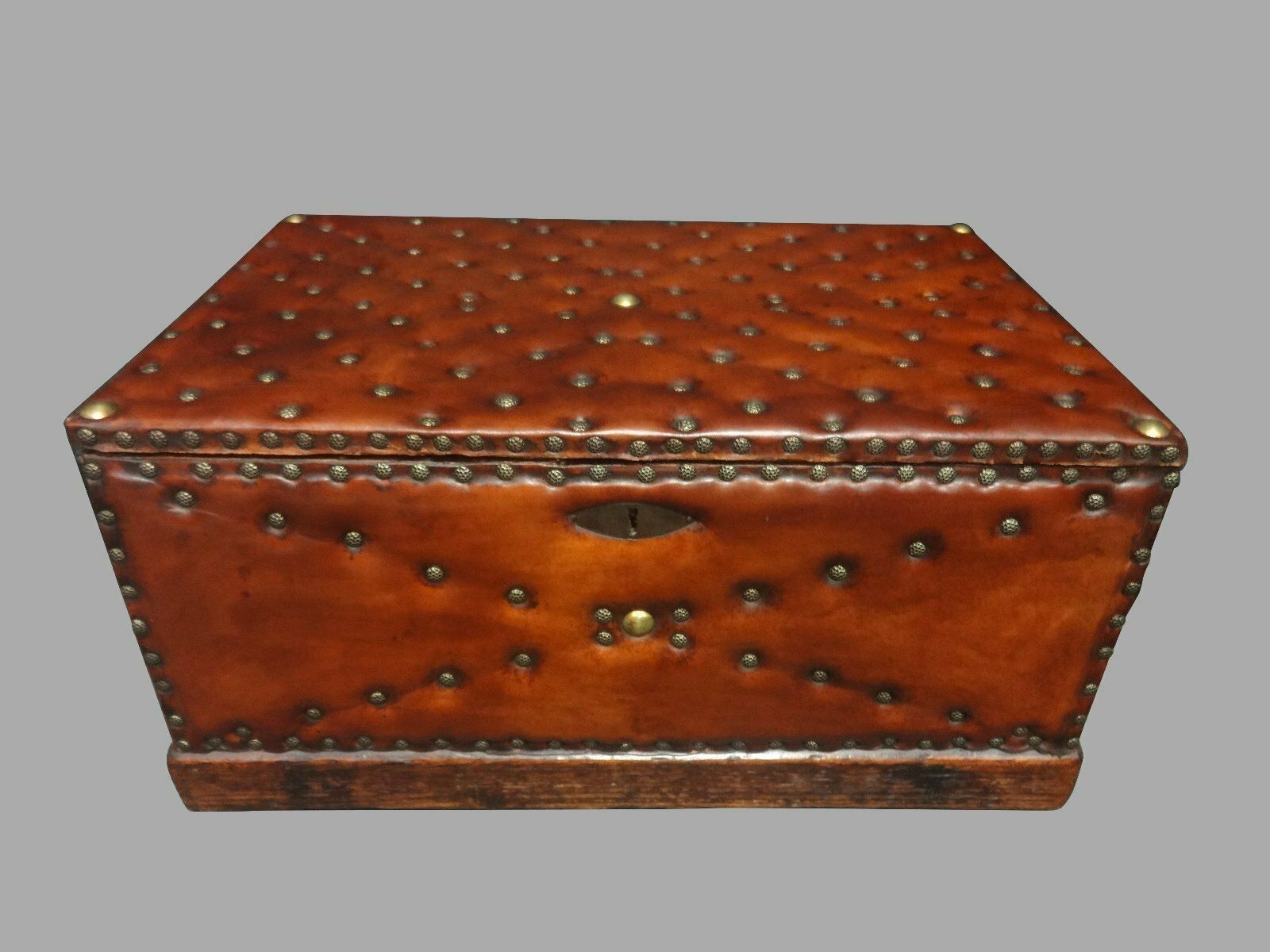 Good Leather Covered & Brass Studded Chest C.1870