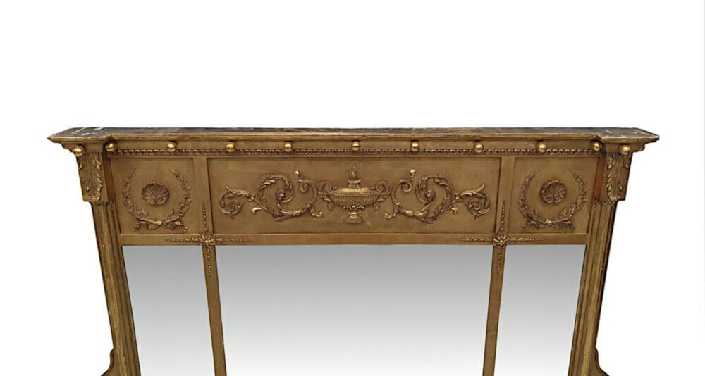 A Fabulous Edwardian Giltwood Overmantle Mirror In The Manner Of Adams photo for sale